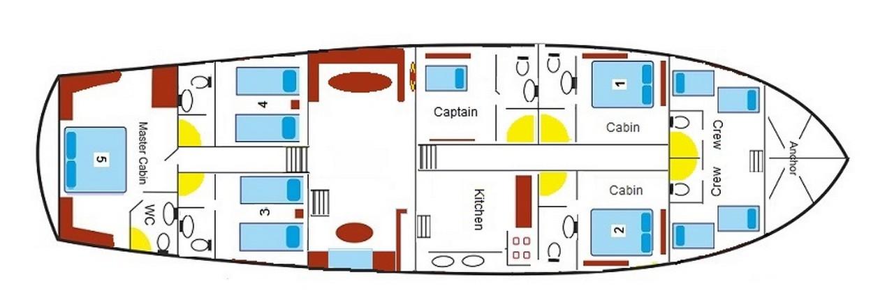 Ece Berrak gulet accommodation interior cabin in Türkiye
