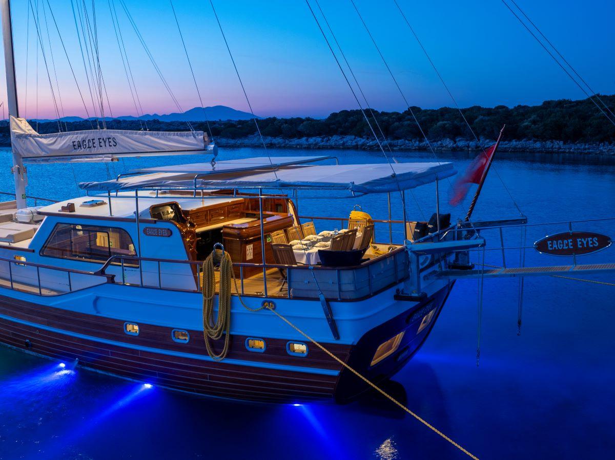 Eagle Eyes gulet amenities aerial view in Türkiye