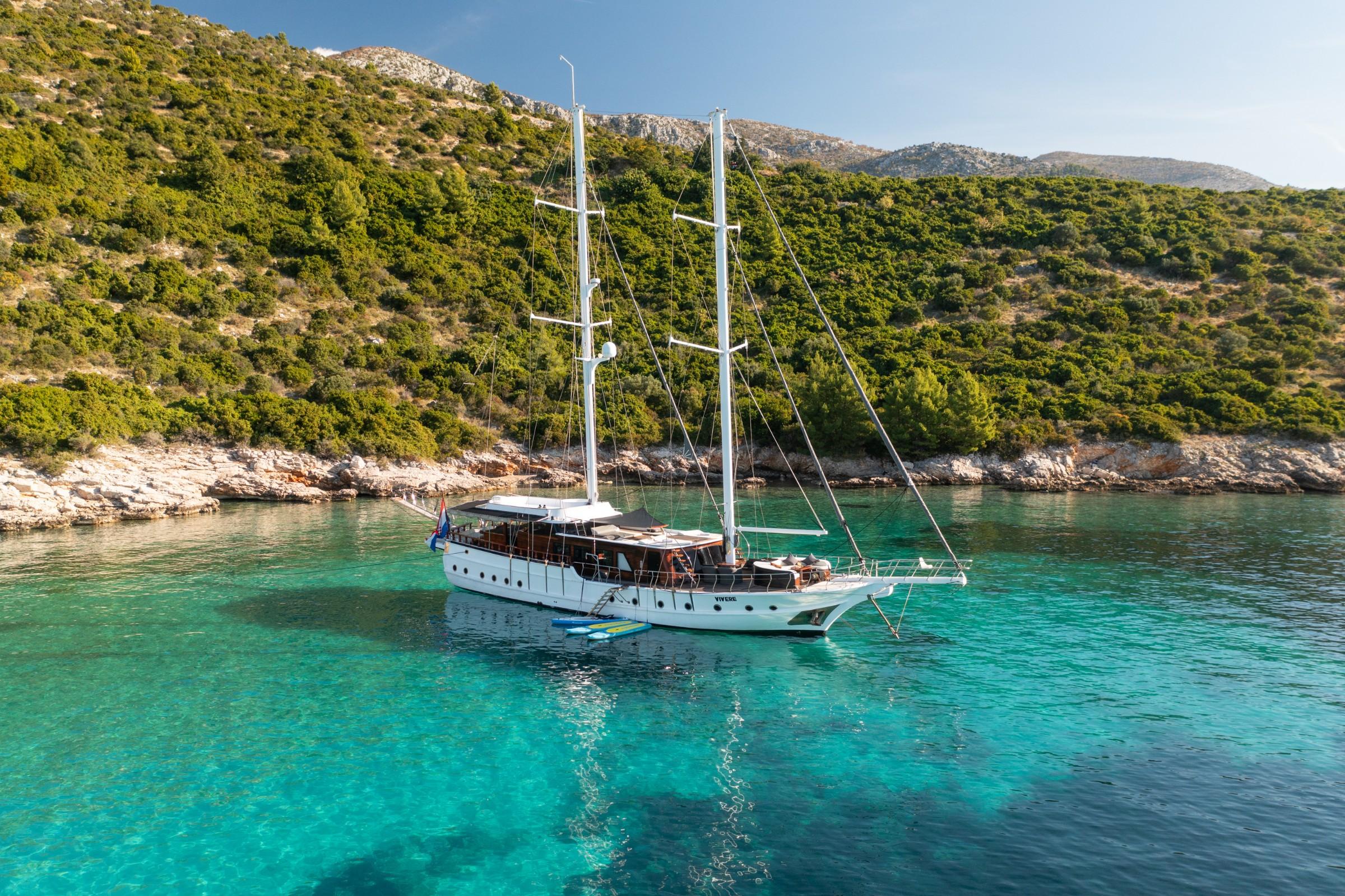 Vivere gulet amenities aerial view in Croatia