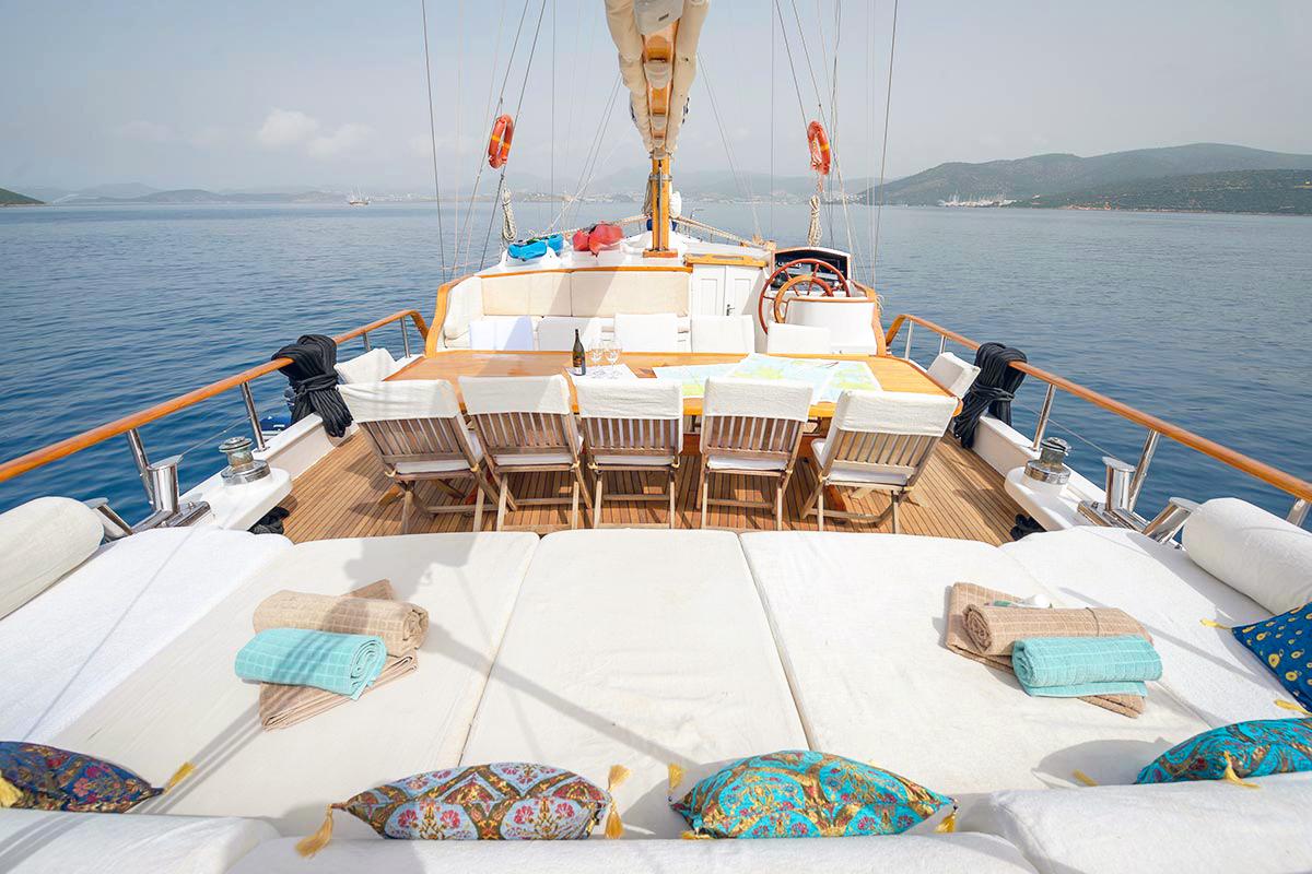 La Reine gulet amenities exterior deck in Greece