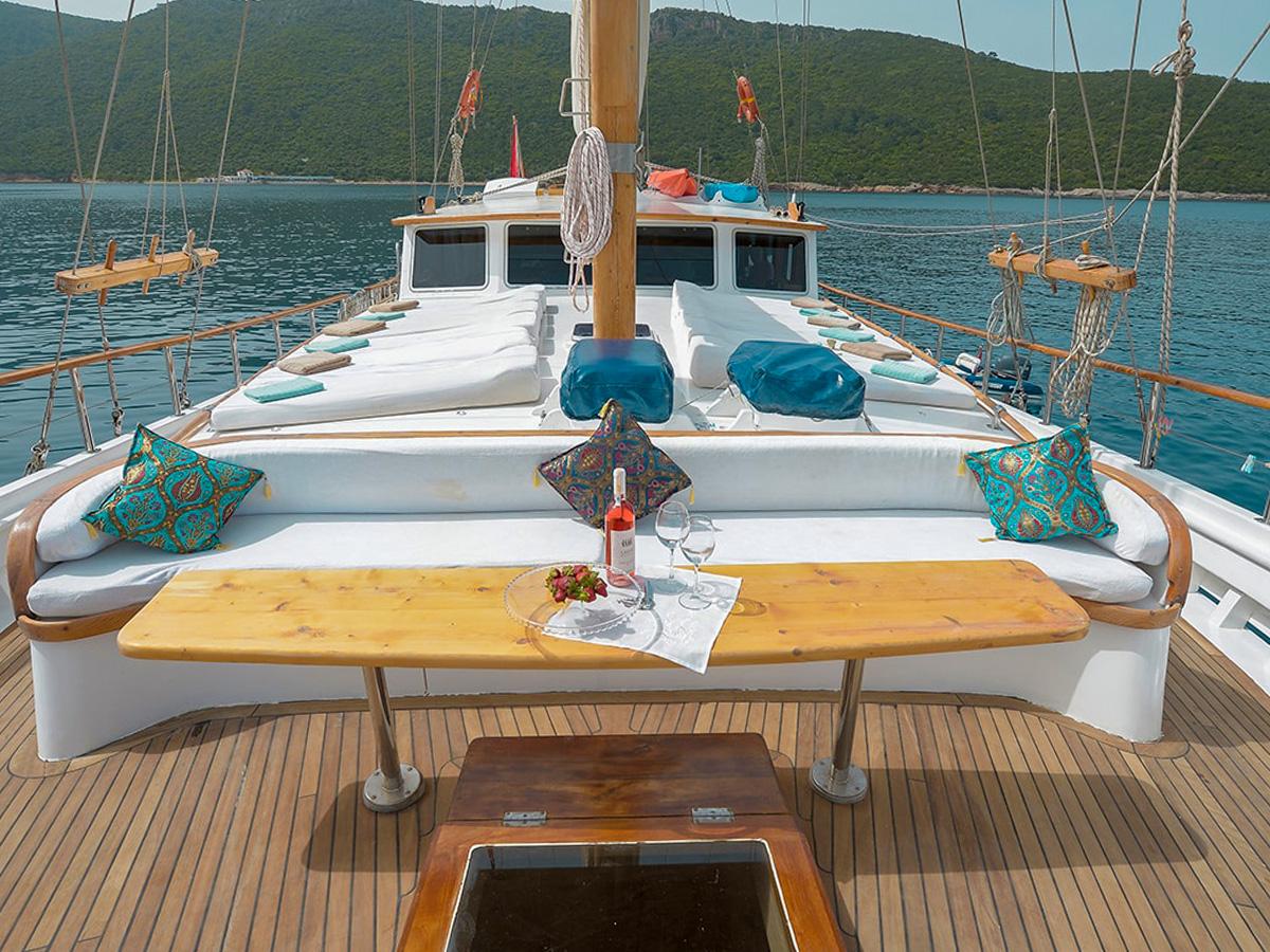 La Reine gulet amenities exterior deck in Greece