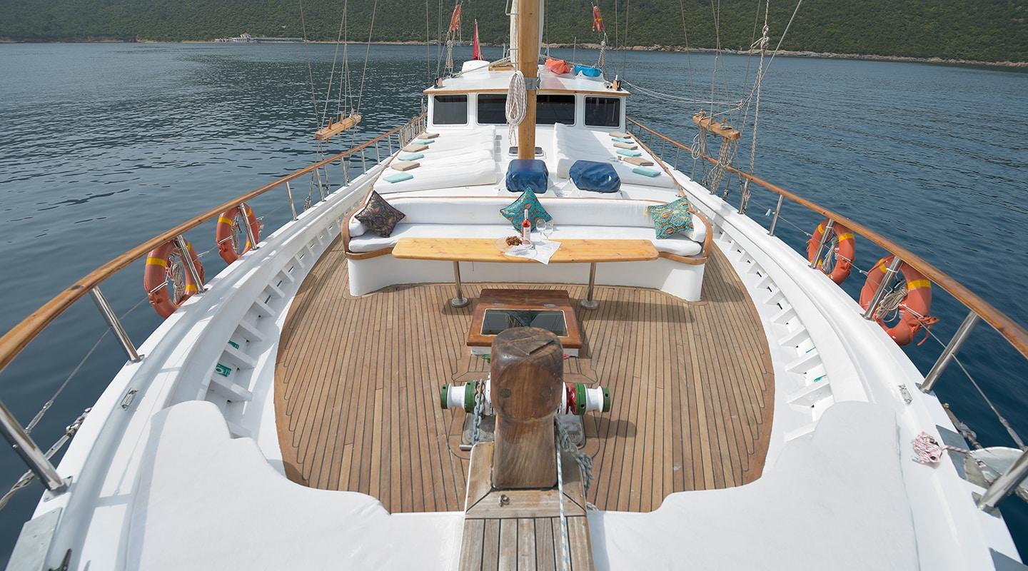 La Reine gulet amenities exterior deck in Greece