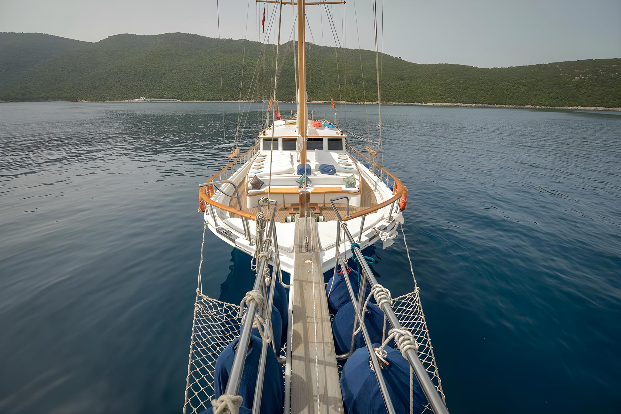 La Reine gulet amenities aerial view in Greece