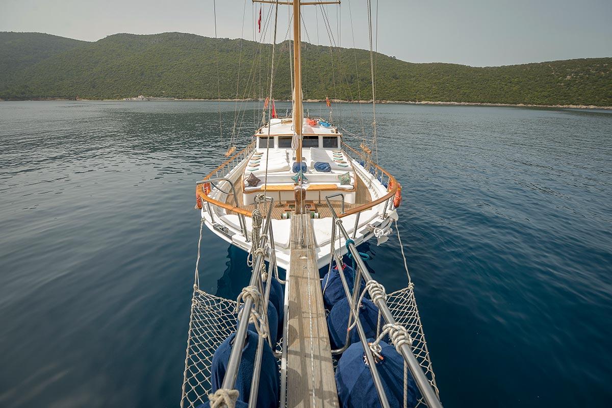 La Reine gulet amenities aerial view in Greece