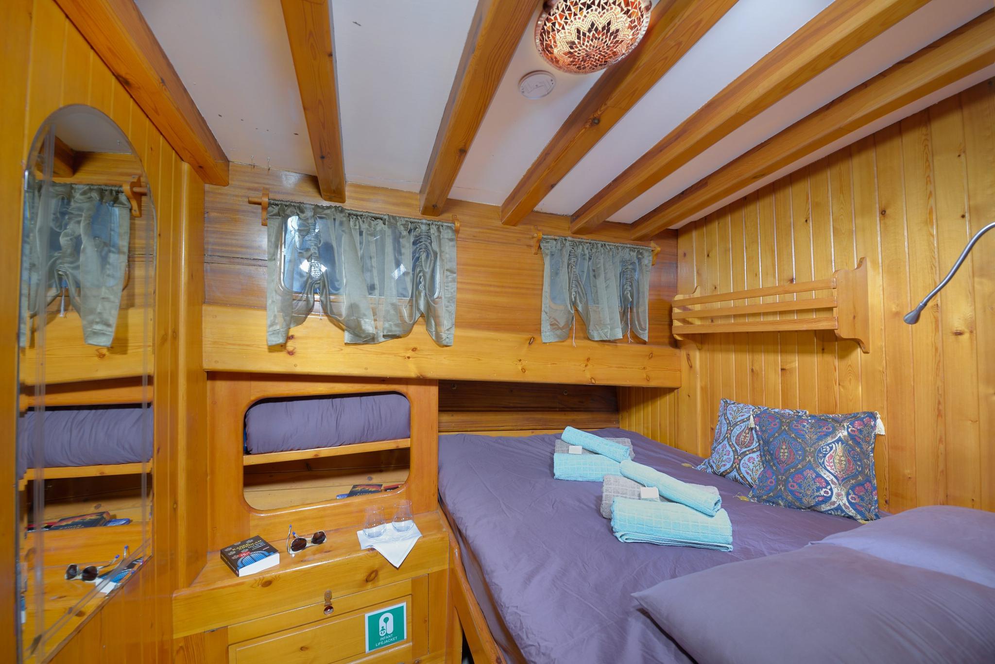 La Reine gulet accommodation interior cabin in Greece