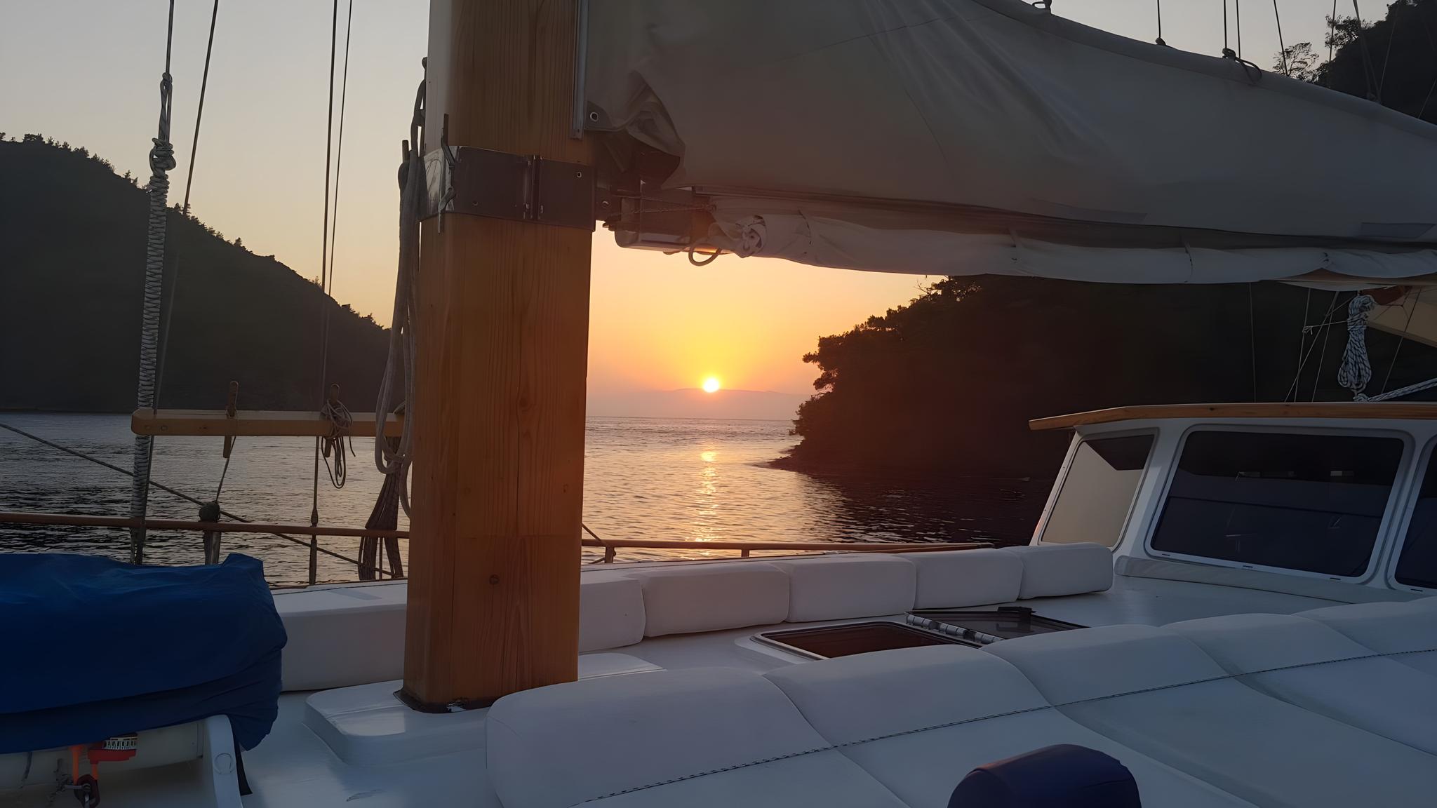 La Reine gulet amenities exterior deck in Greece