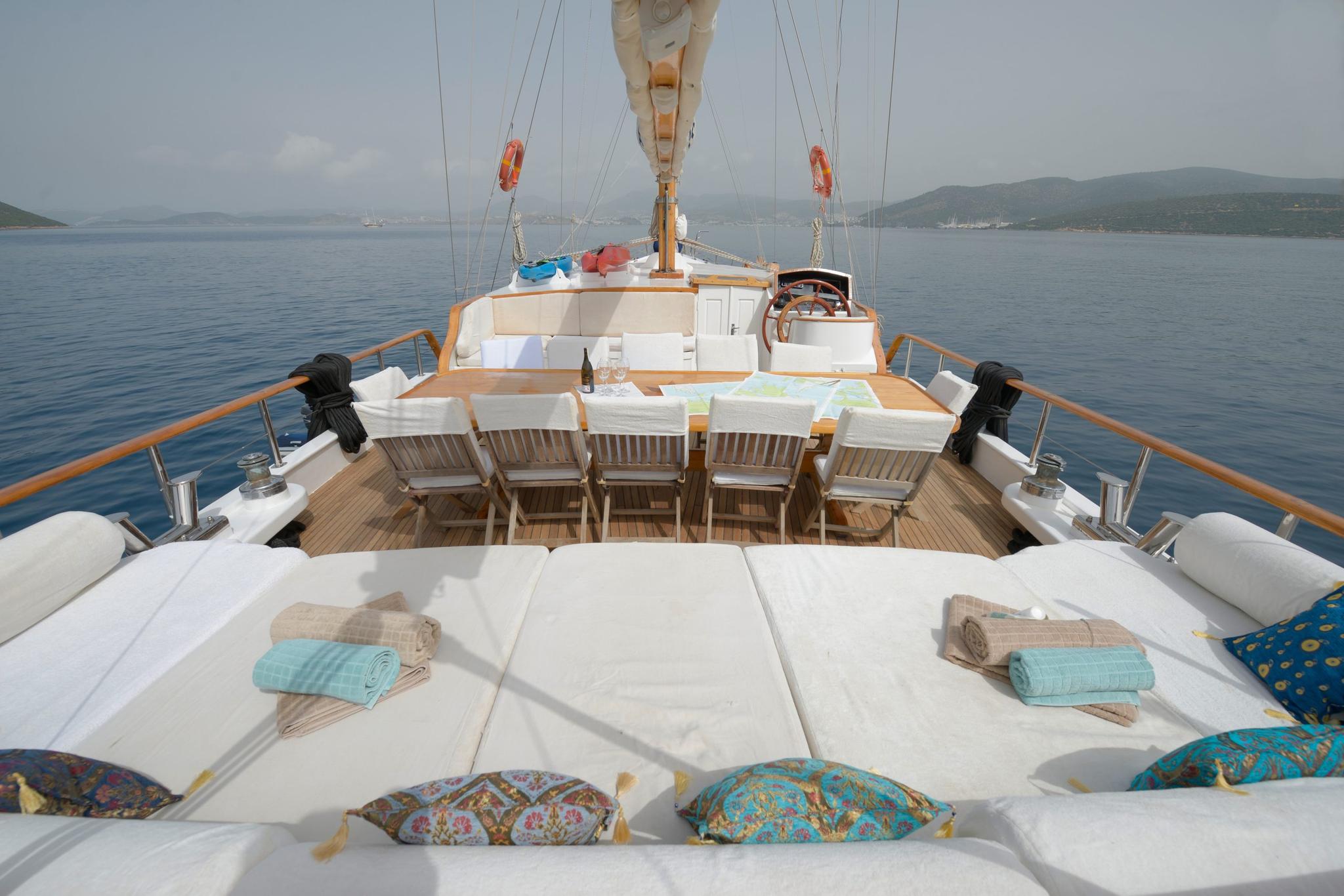 La Reine gulet amenities exterior deck in Greece