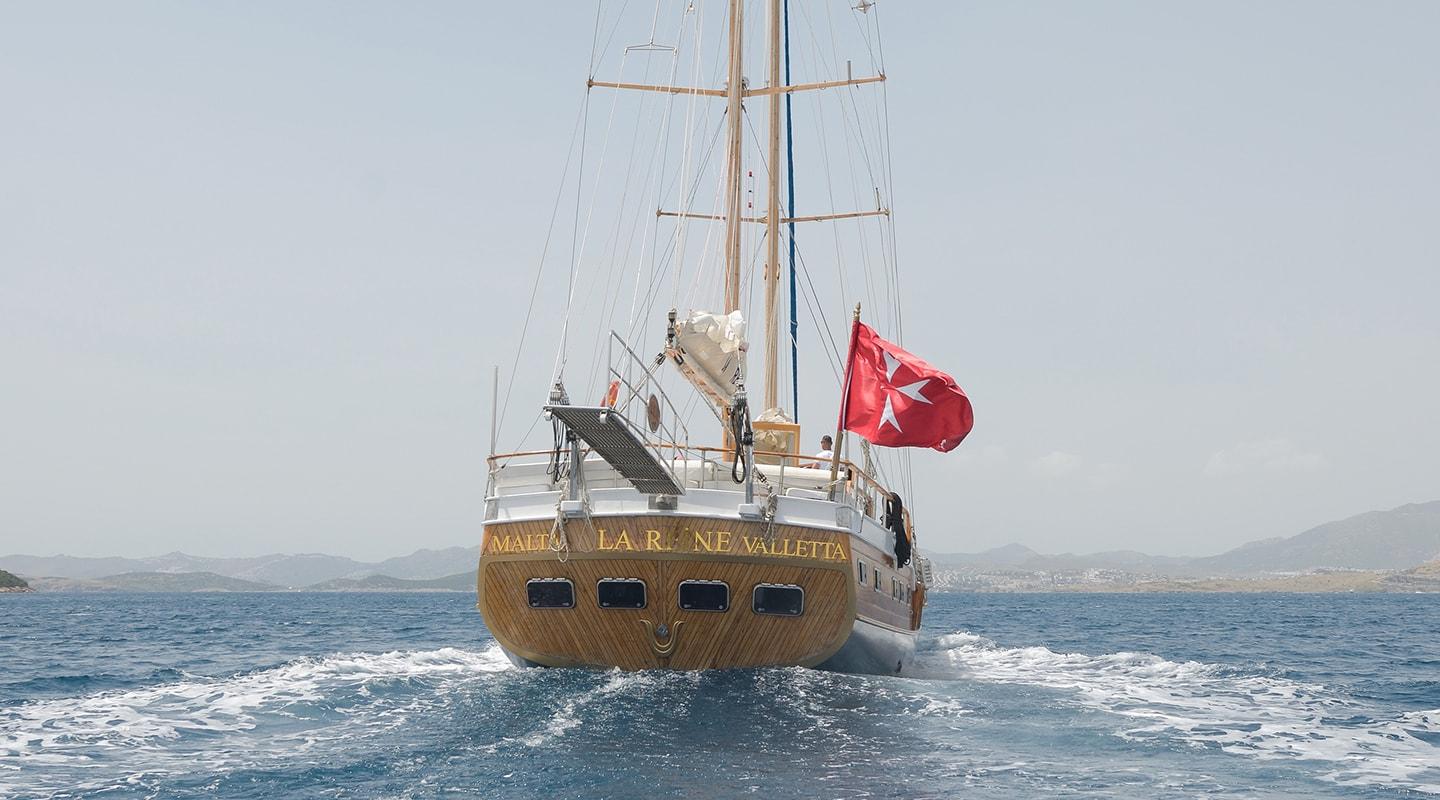 La Reine gulet amenities aerial view in Greece