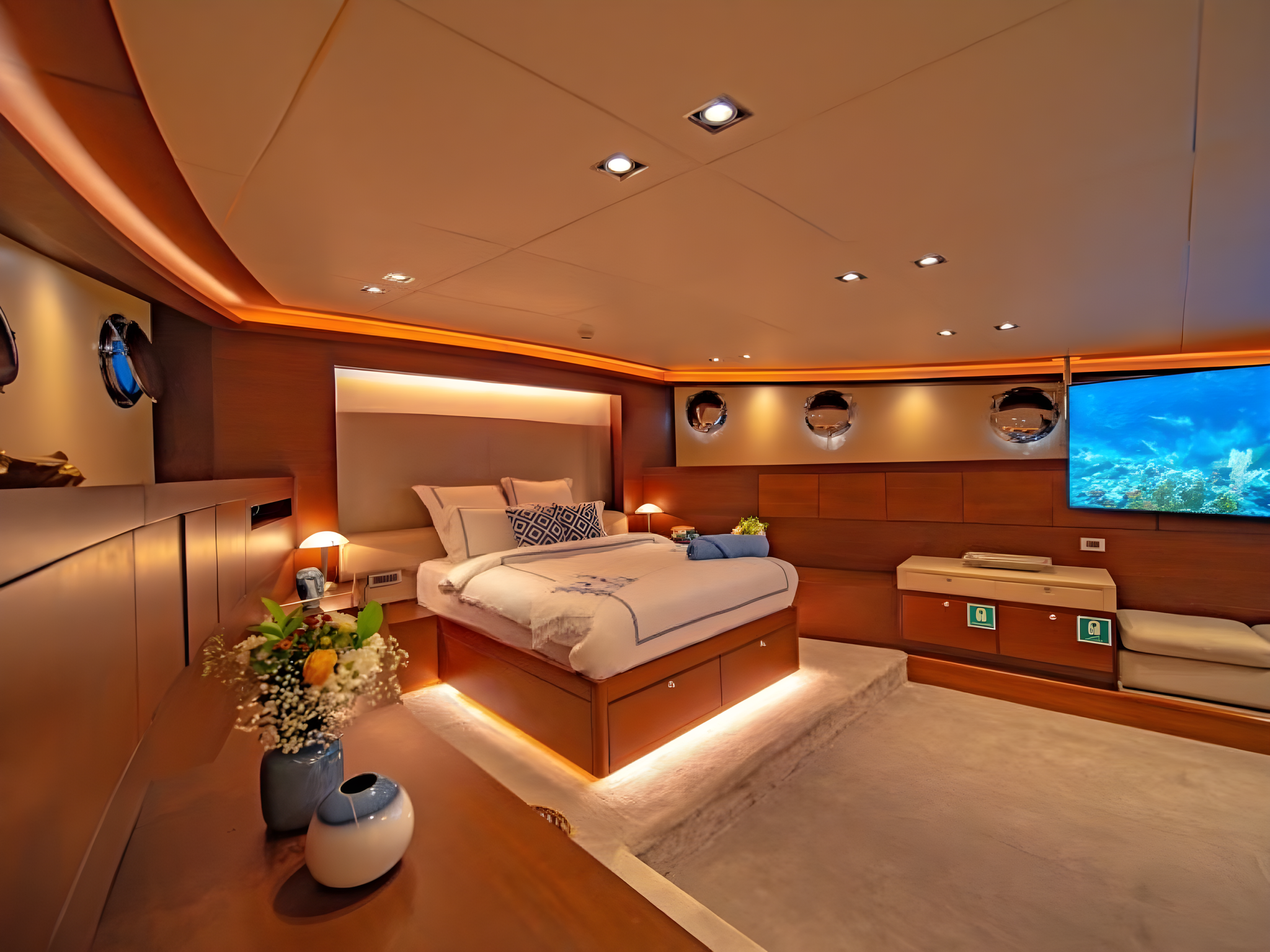 Double Eagle gulet accommodation interior cabin in Türkiye