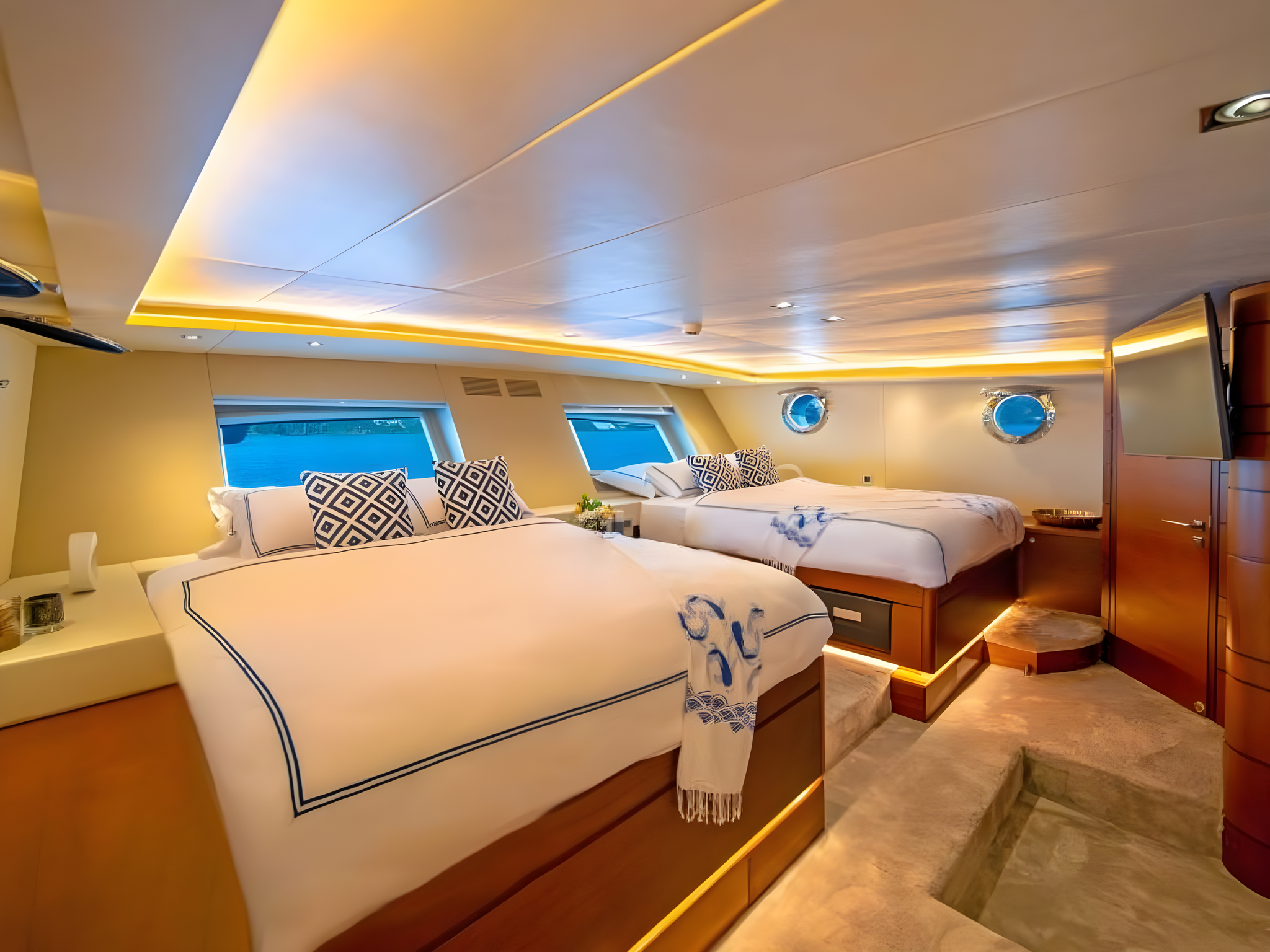 Double Eagle gulet accommodation interior cabin in Türkiye