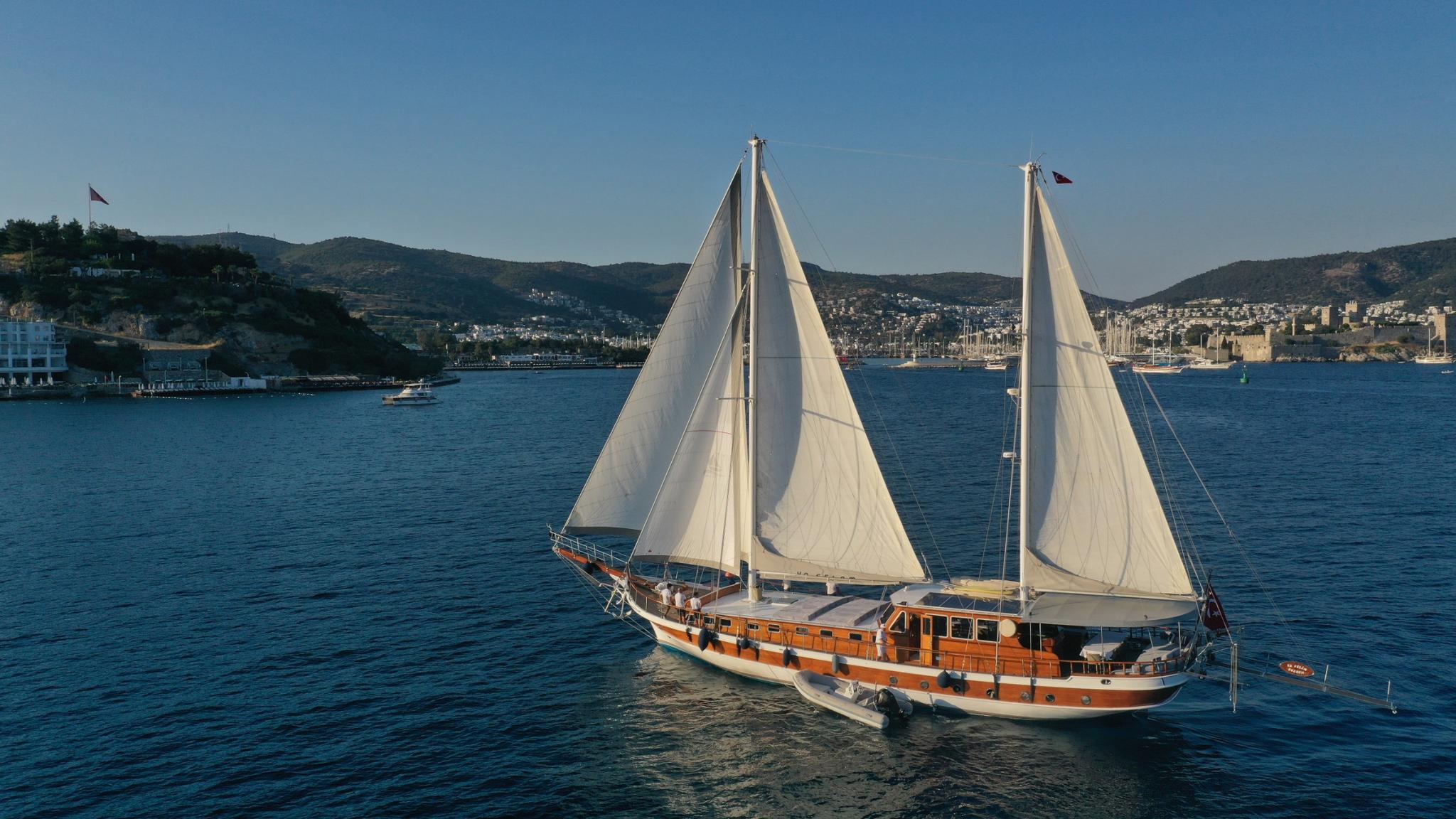 Ya Selam gulet amenities aerial view in Türkiye