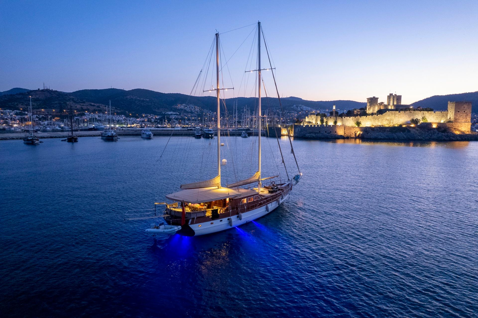 Arabella gulet amenities aerial view in Türkiye