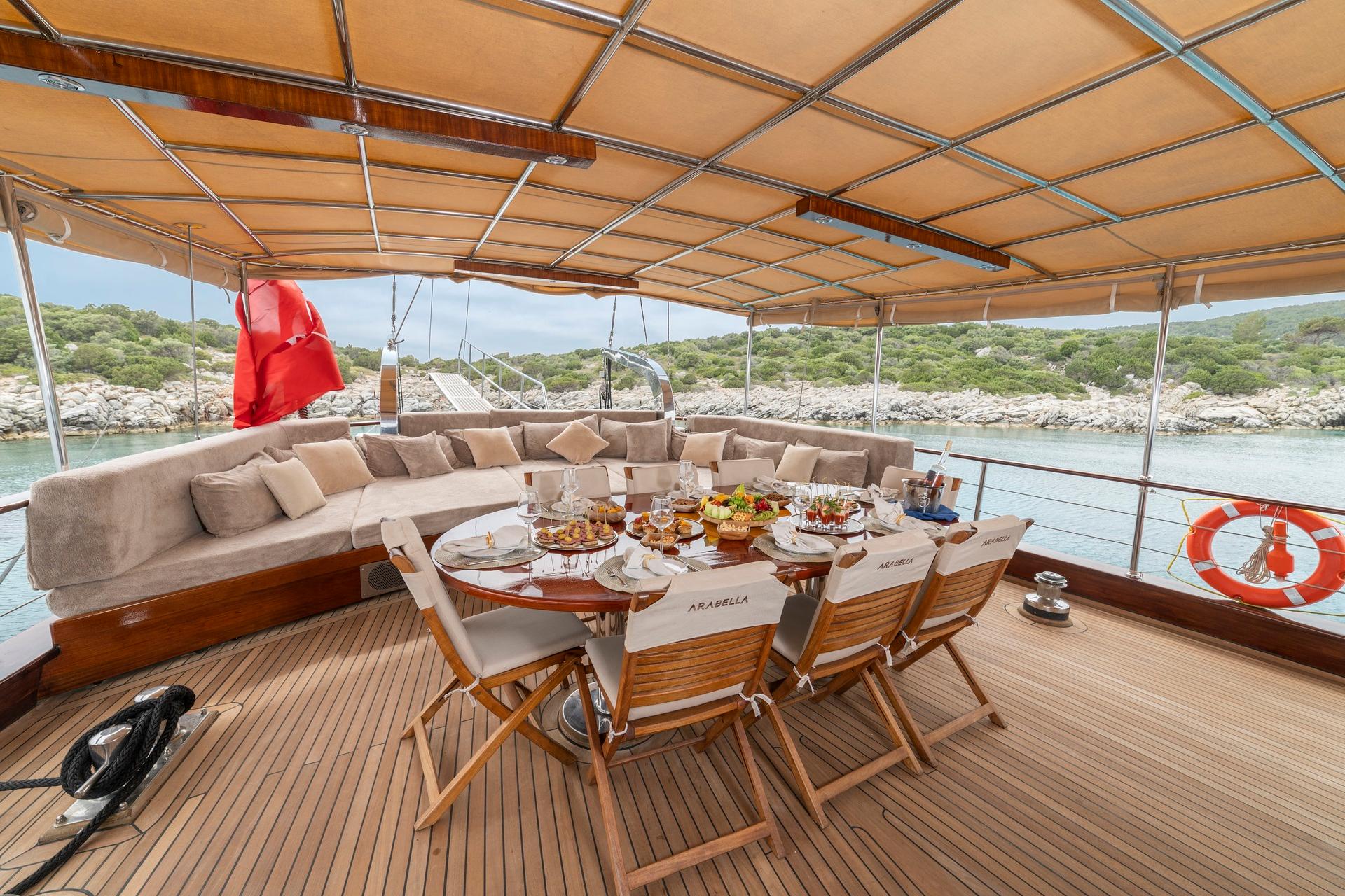 Arabella gulet amenities exterior deck in Türkiye
