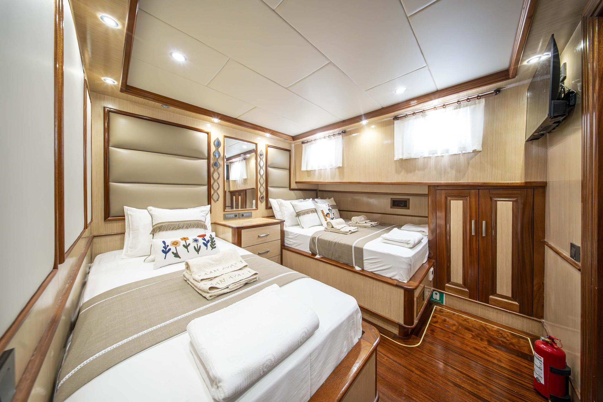 Kaan Ayaz gulet accommodation interior cabin in Türkiye