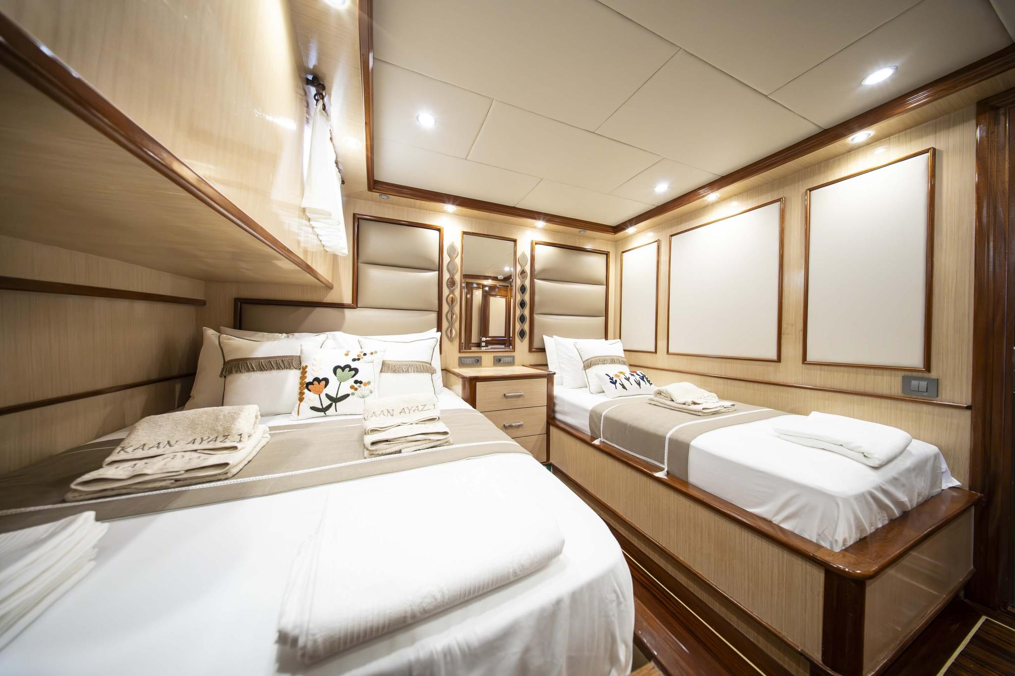 Kaan Ayaz gulet accommodation interior cabin in Türkiye