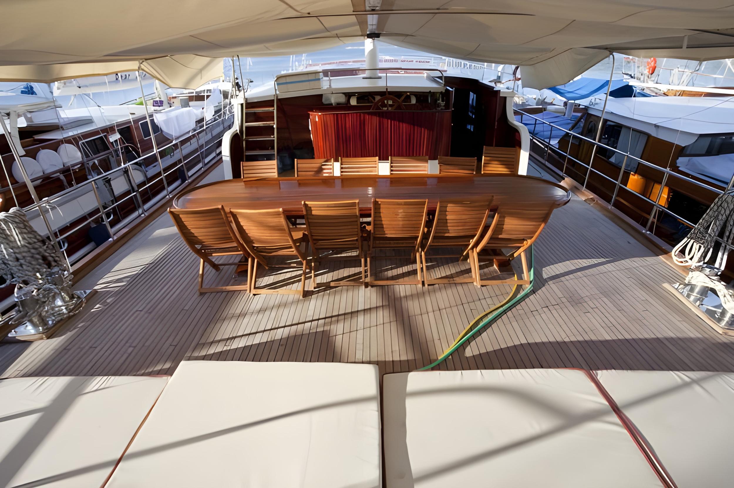 Athena A gulet amenities exterior deck in Greece
