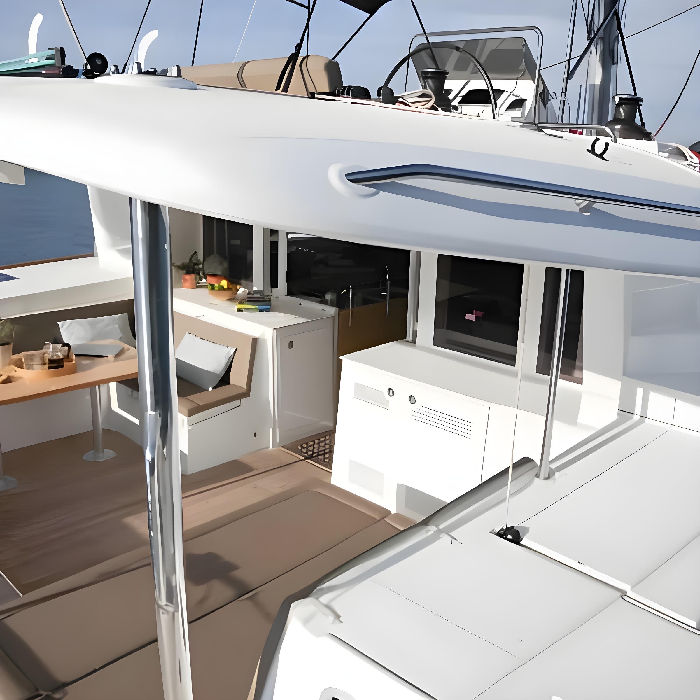 Lagoon 450F gulet amenities exterior deck in Greece
