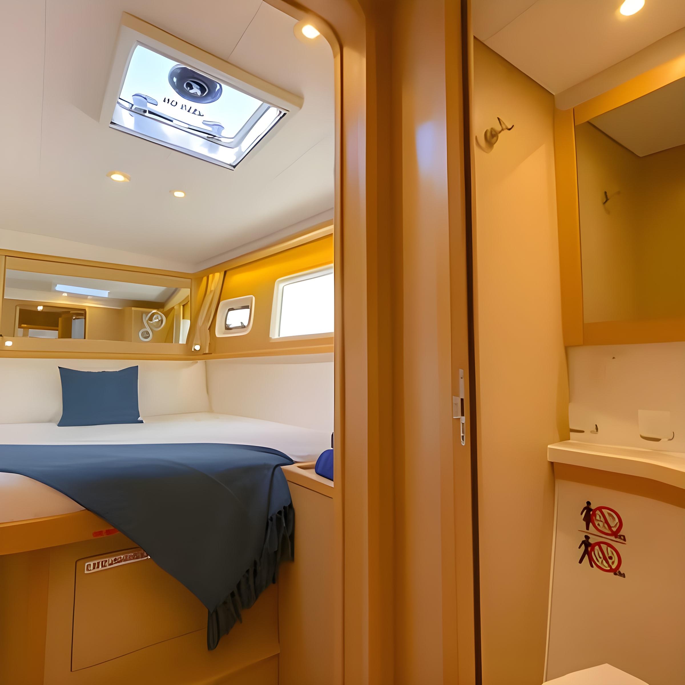 Lagoon 450F gulet accommodation interior cabin in Greece