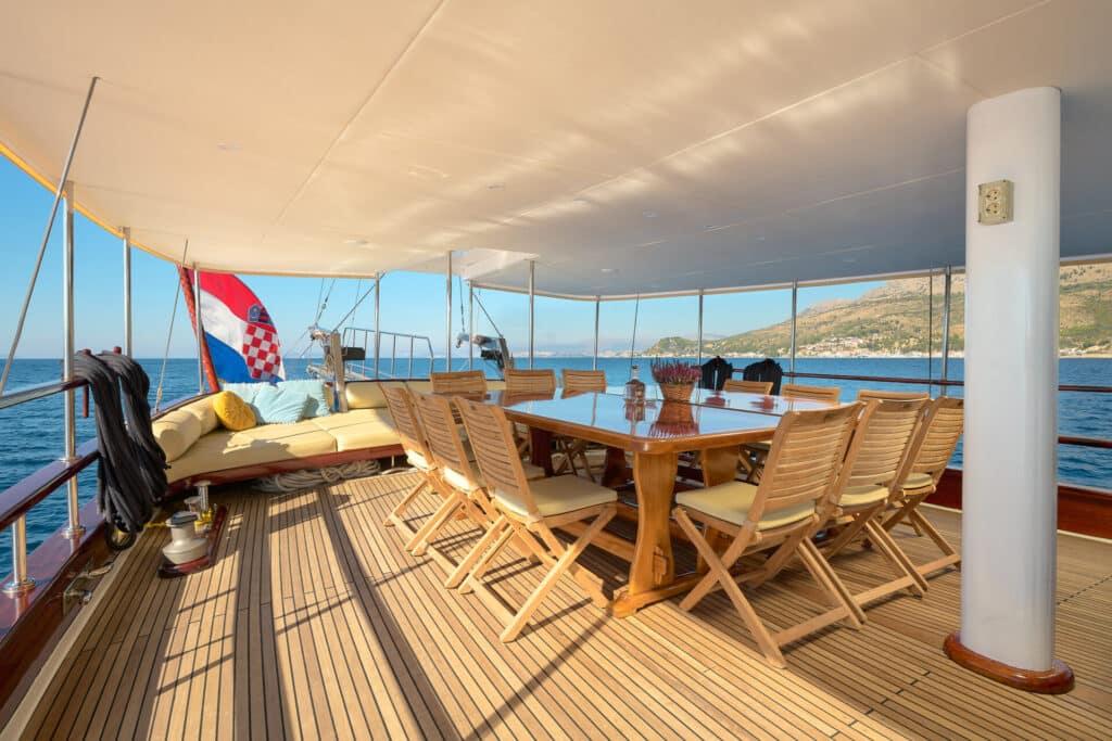Linda gulet amenities exterior deck in Croatia