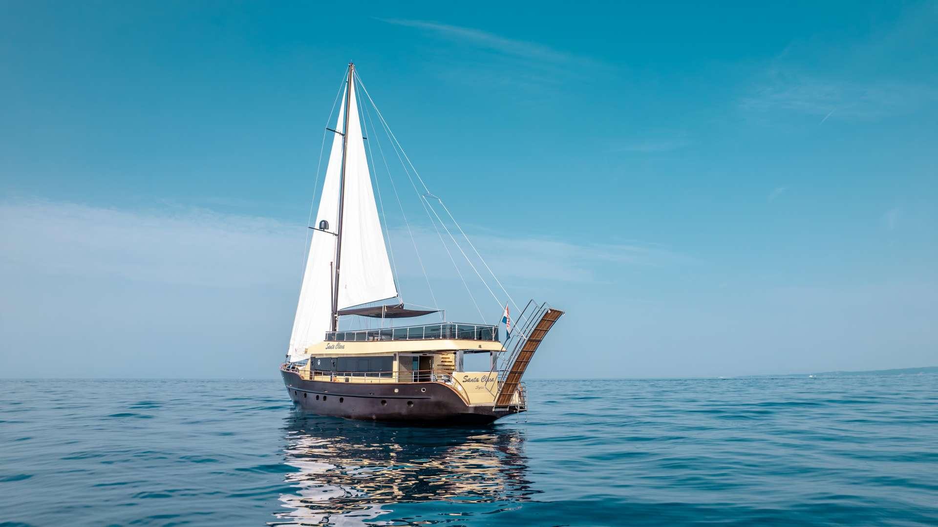 Santa Clara gulet amenities aerial view in Croatia