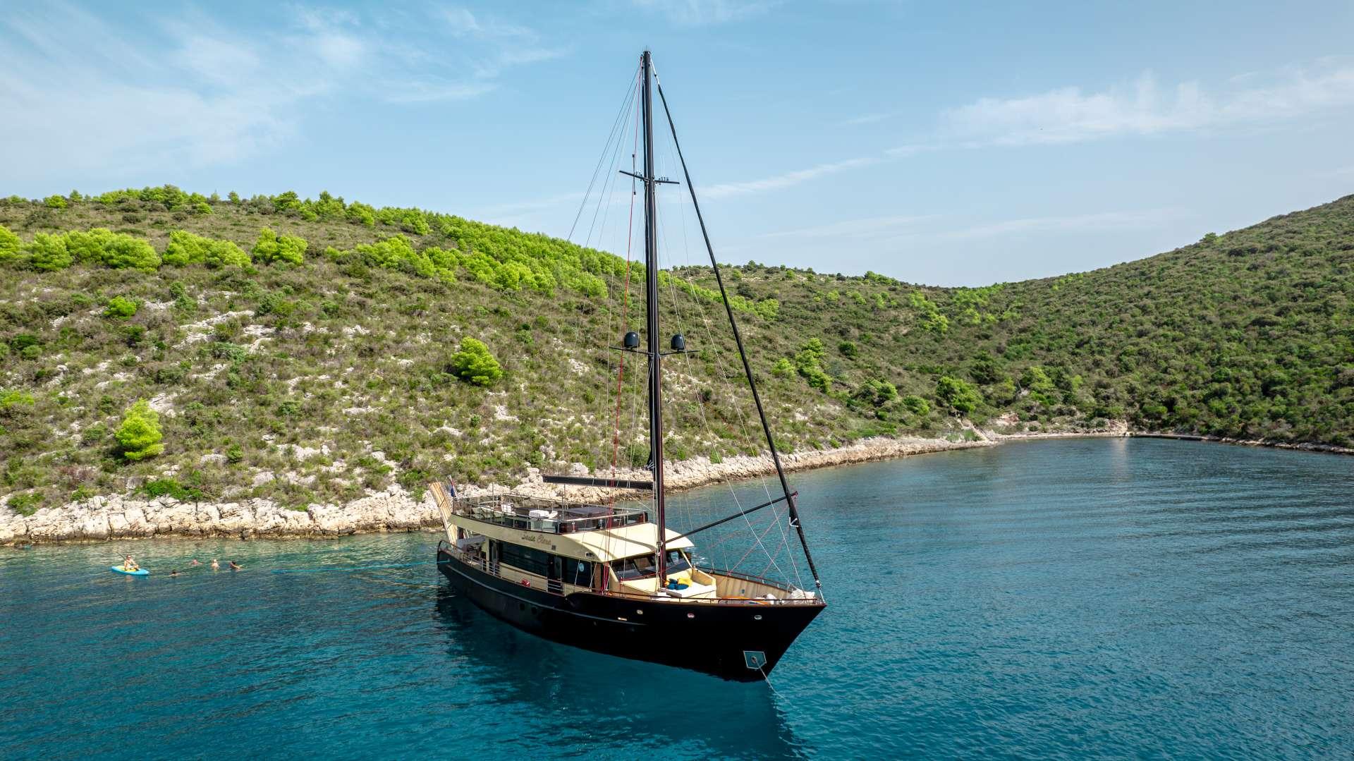 Santa Clara gulet aerial view in Croatia