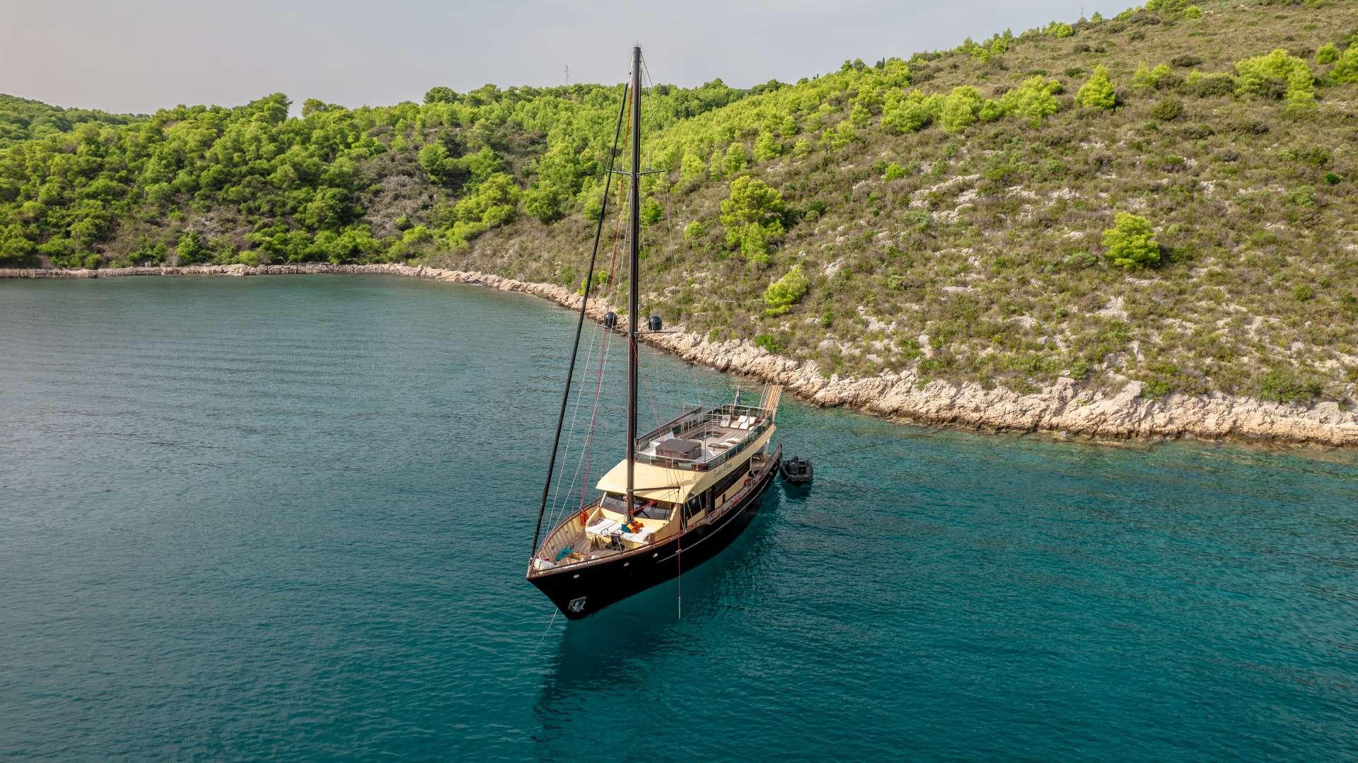 Santa Clara gulet aerial view in Croatia