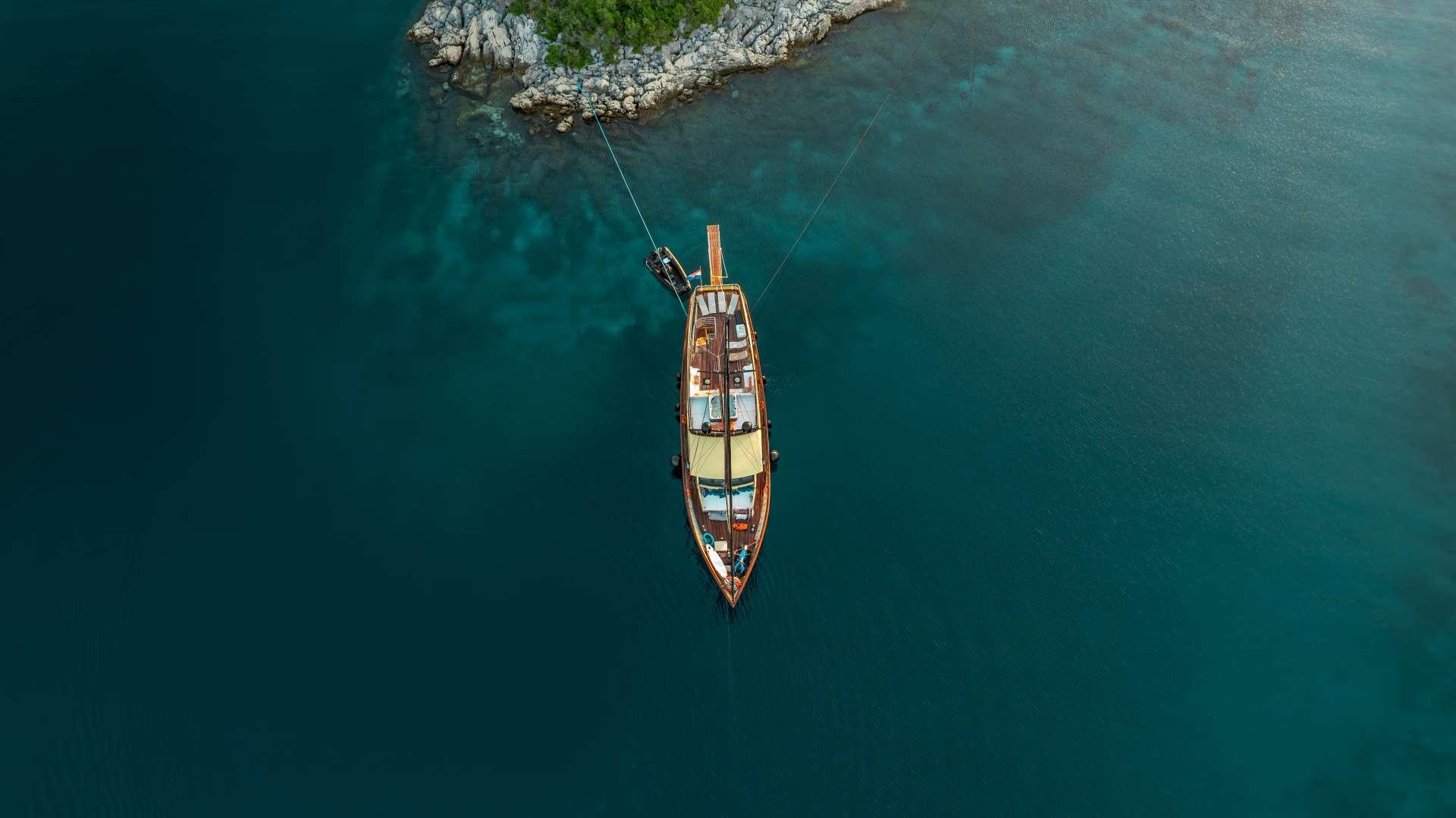 Santa Clara gulet aerial view in Croatia