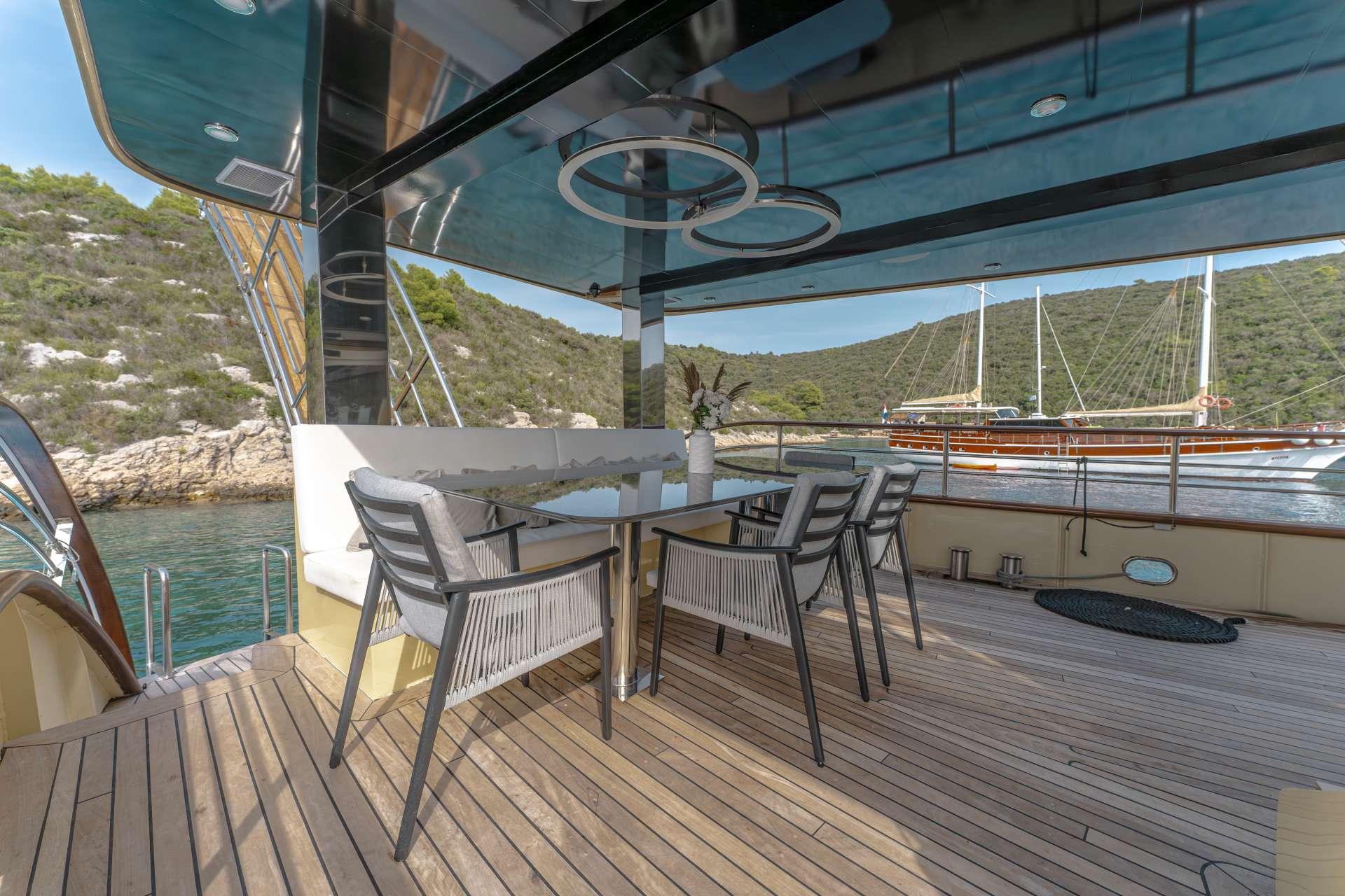 Santa Clara gulet amenities exterior deck in Croatia
