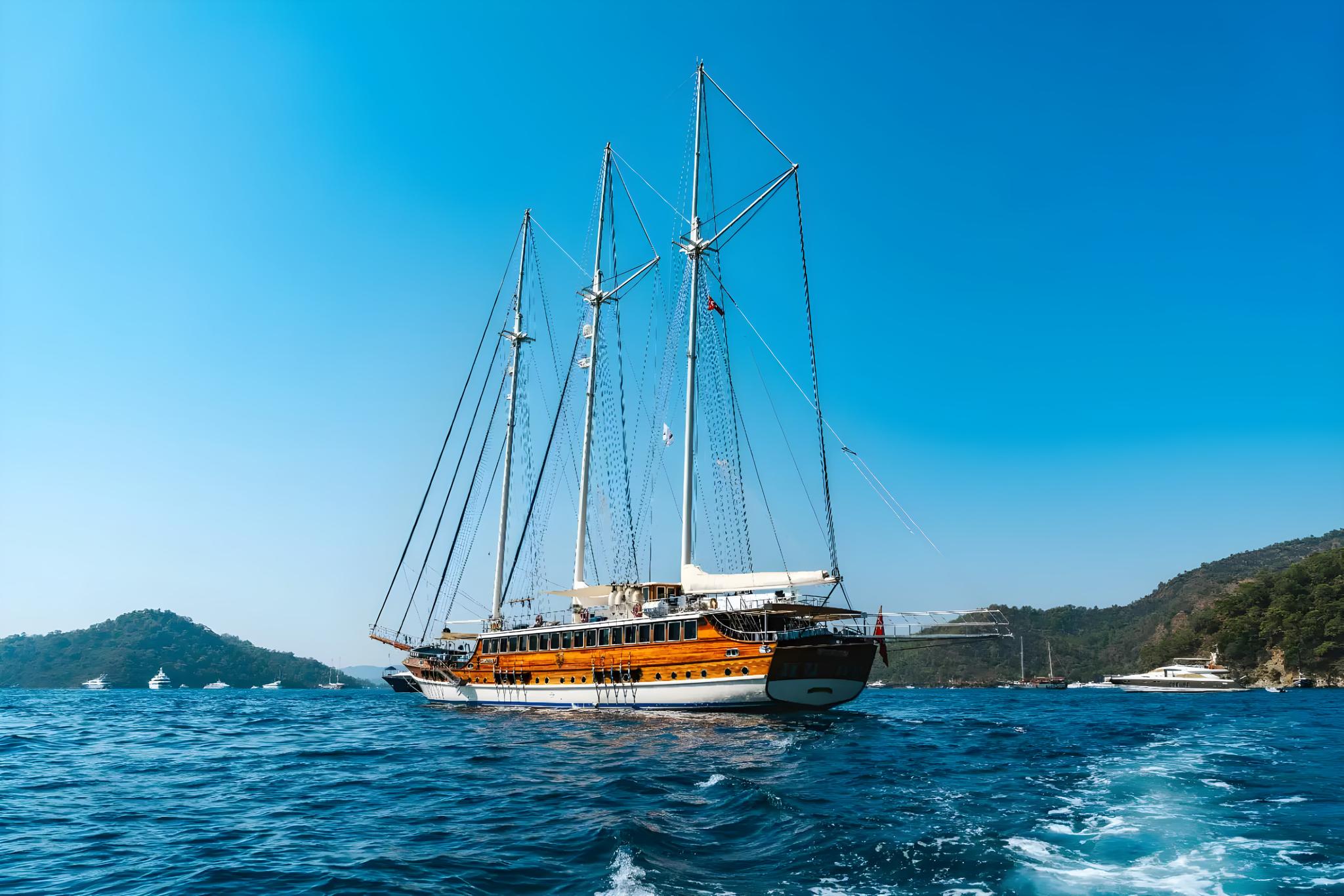 Grand Admiral gulet amenities aerial view in Türkiye