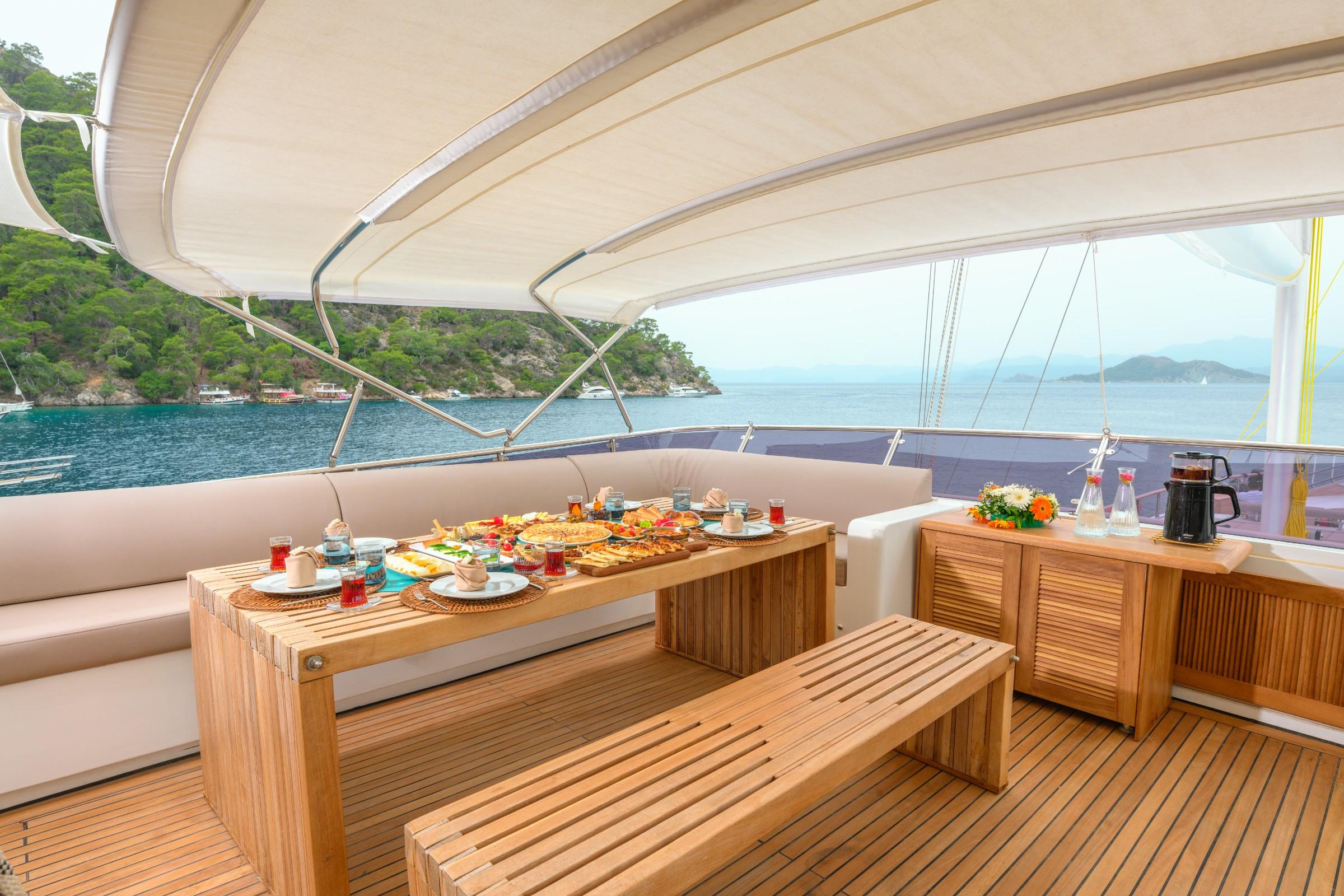 Belgin Sultan gulet amenities lifestyle dining in Türkiye