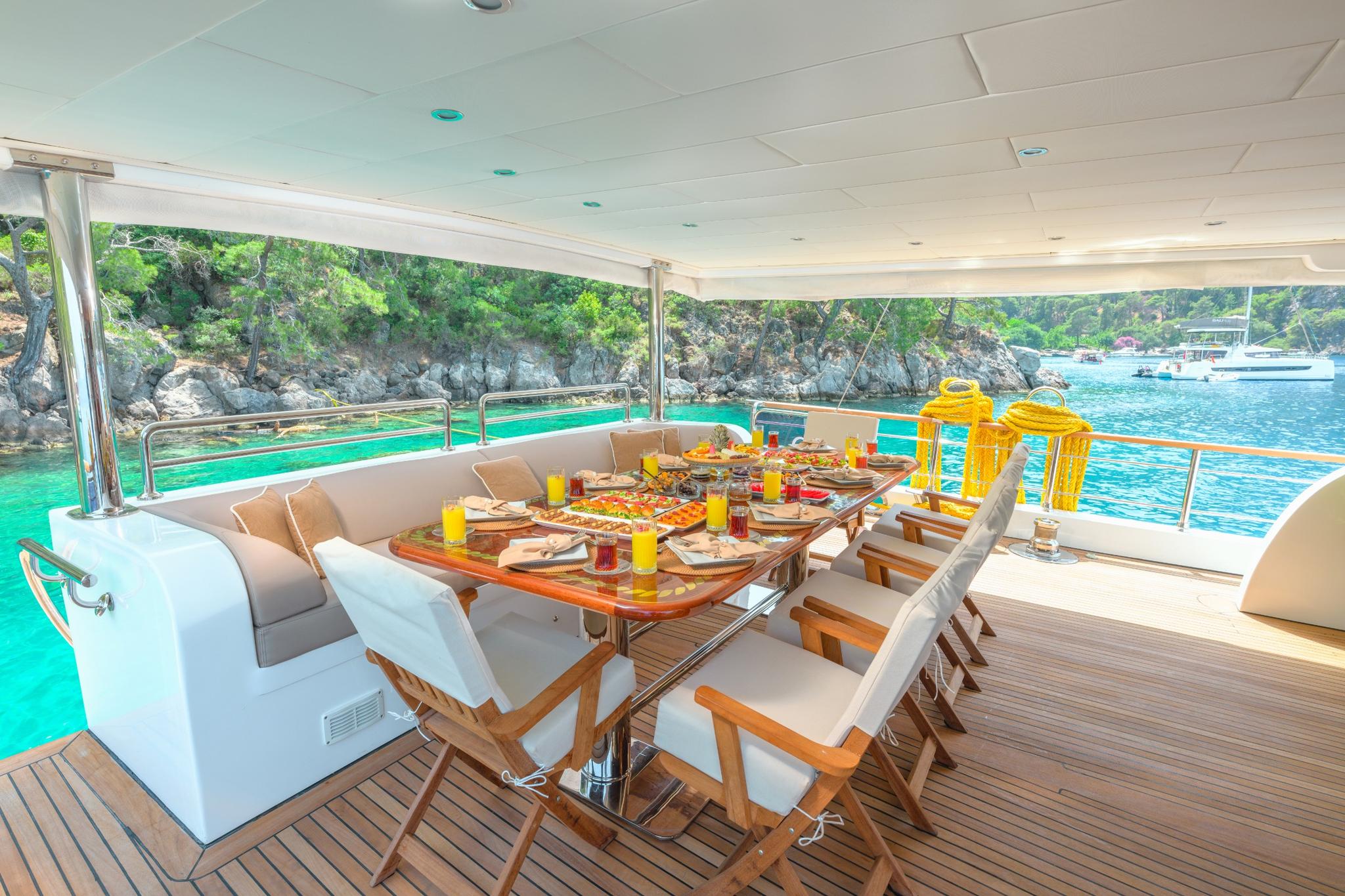 Belgin Sultan gulet amenities exterior deck in Türkiye