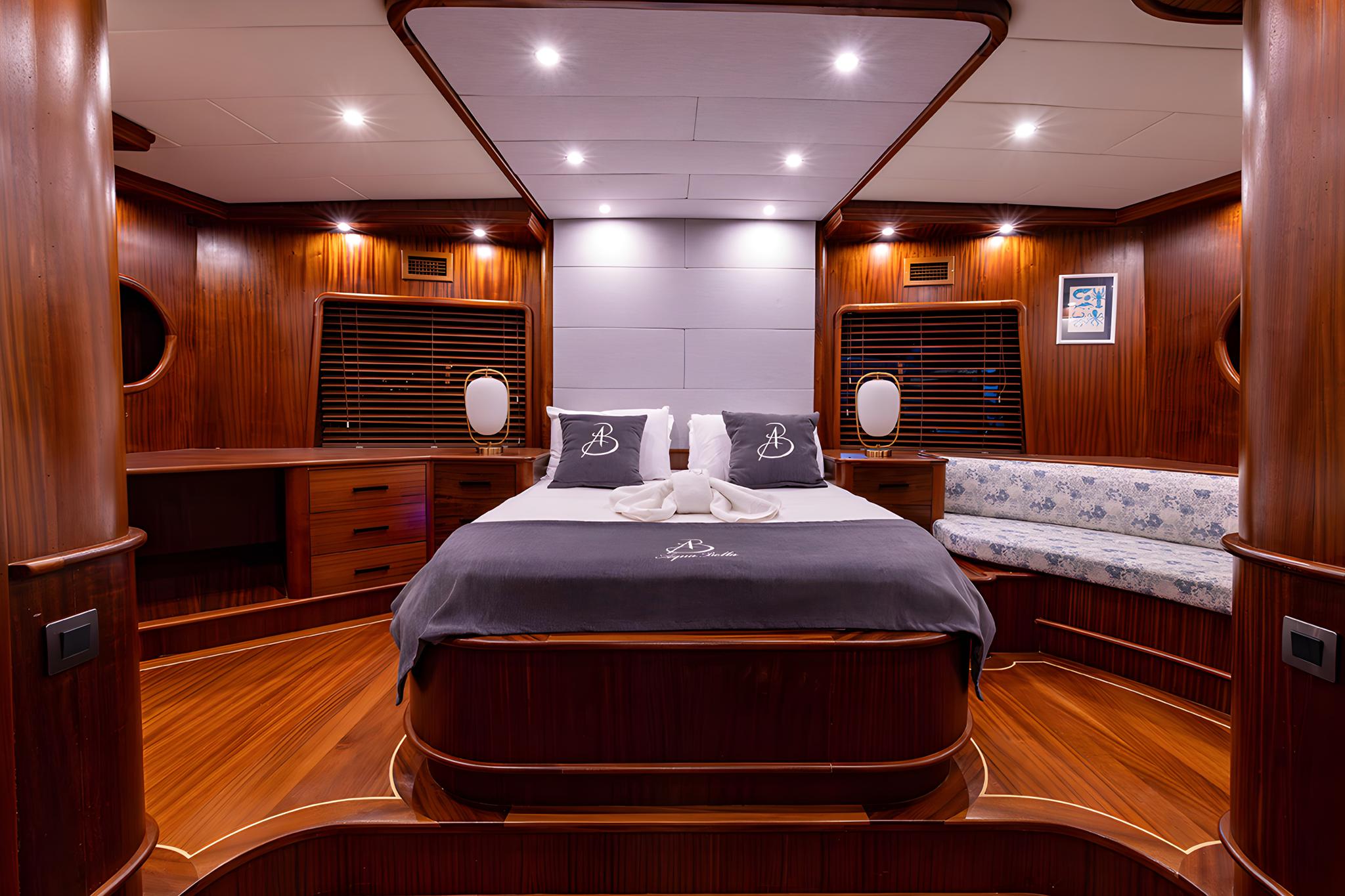 Aqua Bella gulet accommodation interior cabin in Türkiye