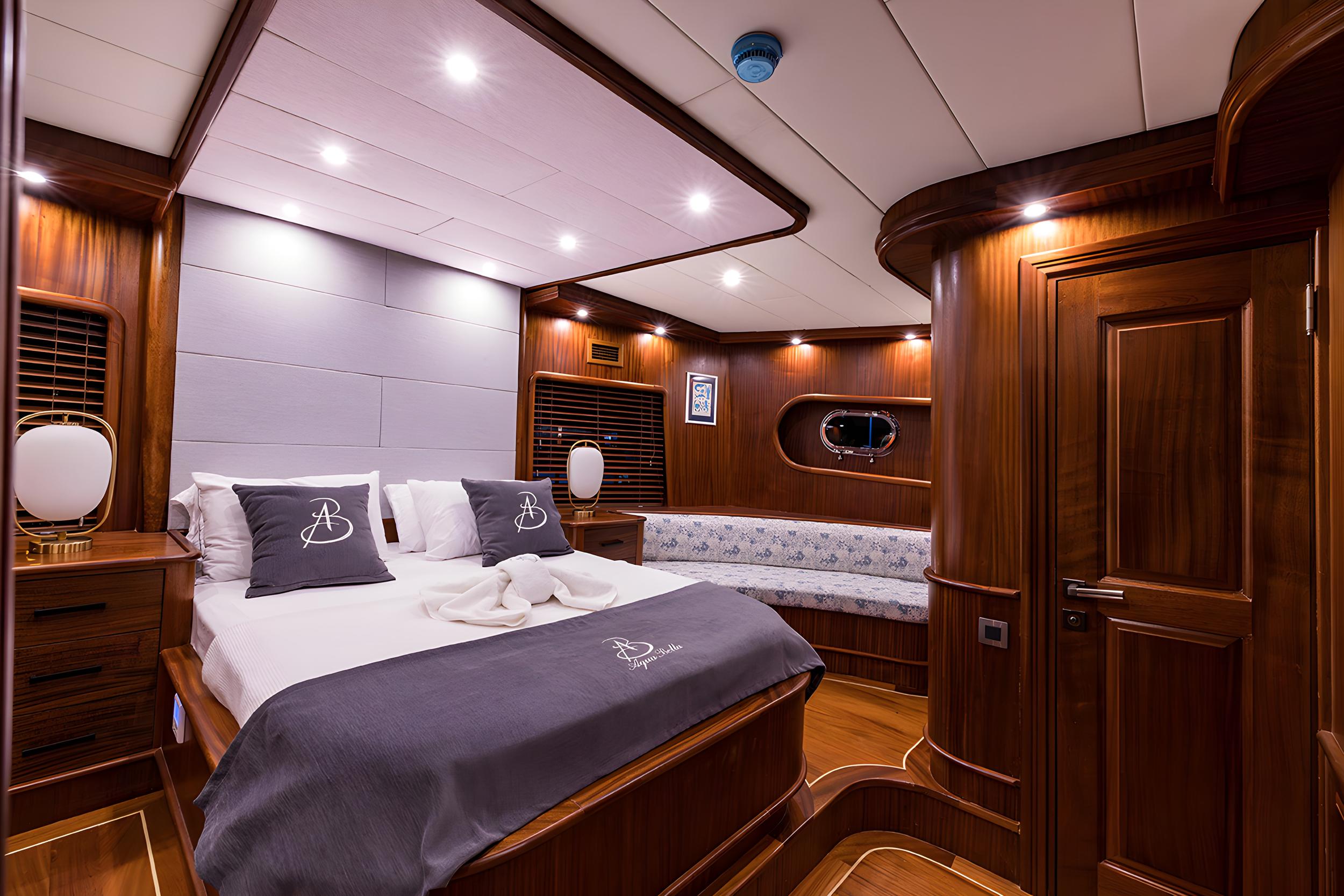 Aqua Bella gulet accommodation interior cabin in Türkiye