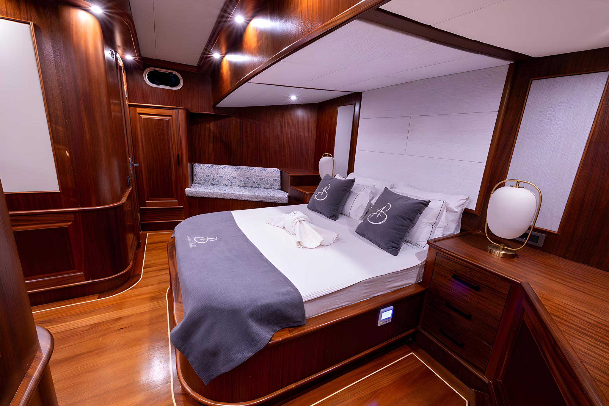 Aqua Bella gulet accommodation interior cabin in Türkiye