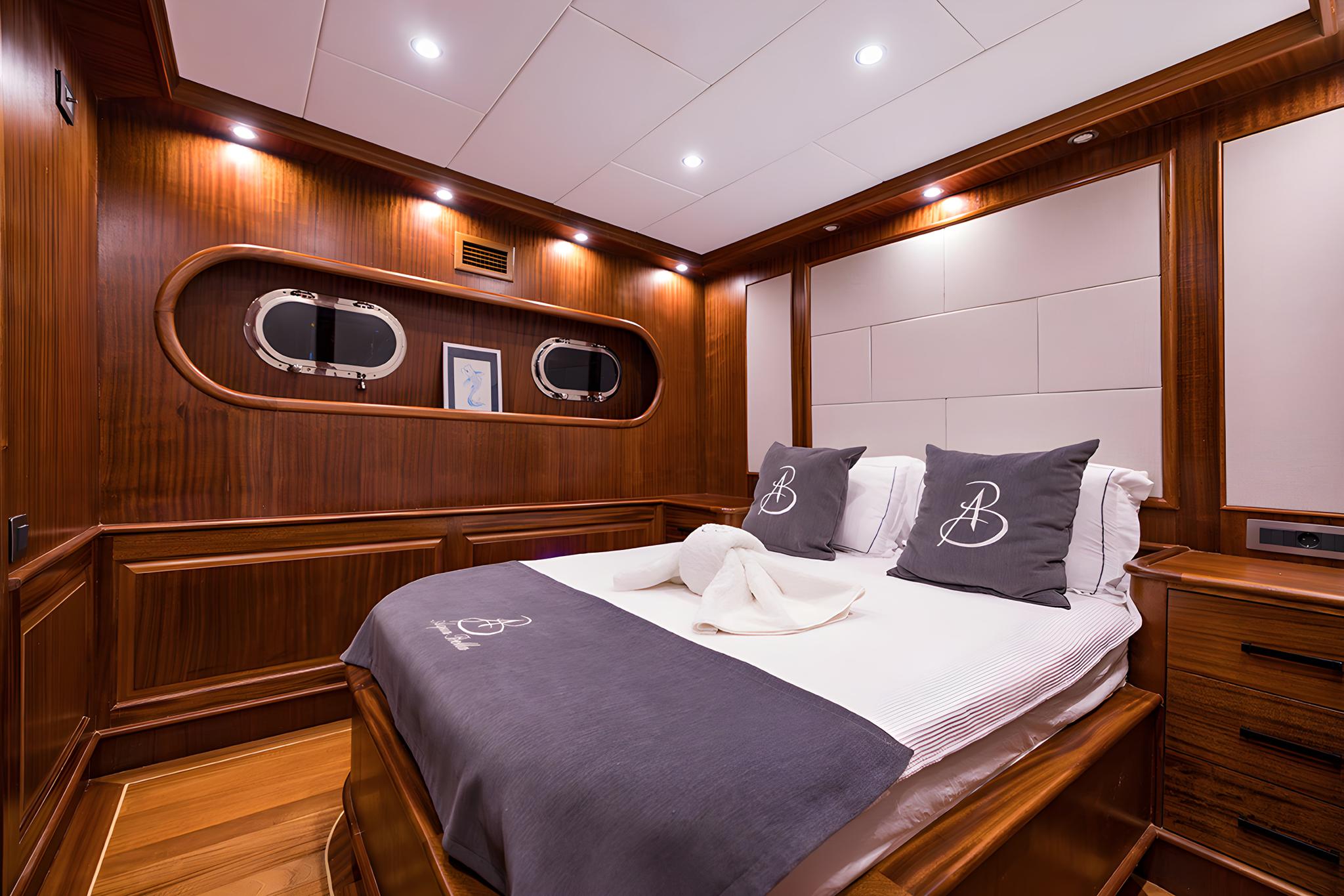 Aqua Bella gulet accommodation interior cabin in Türkiye