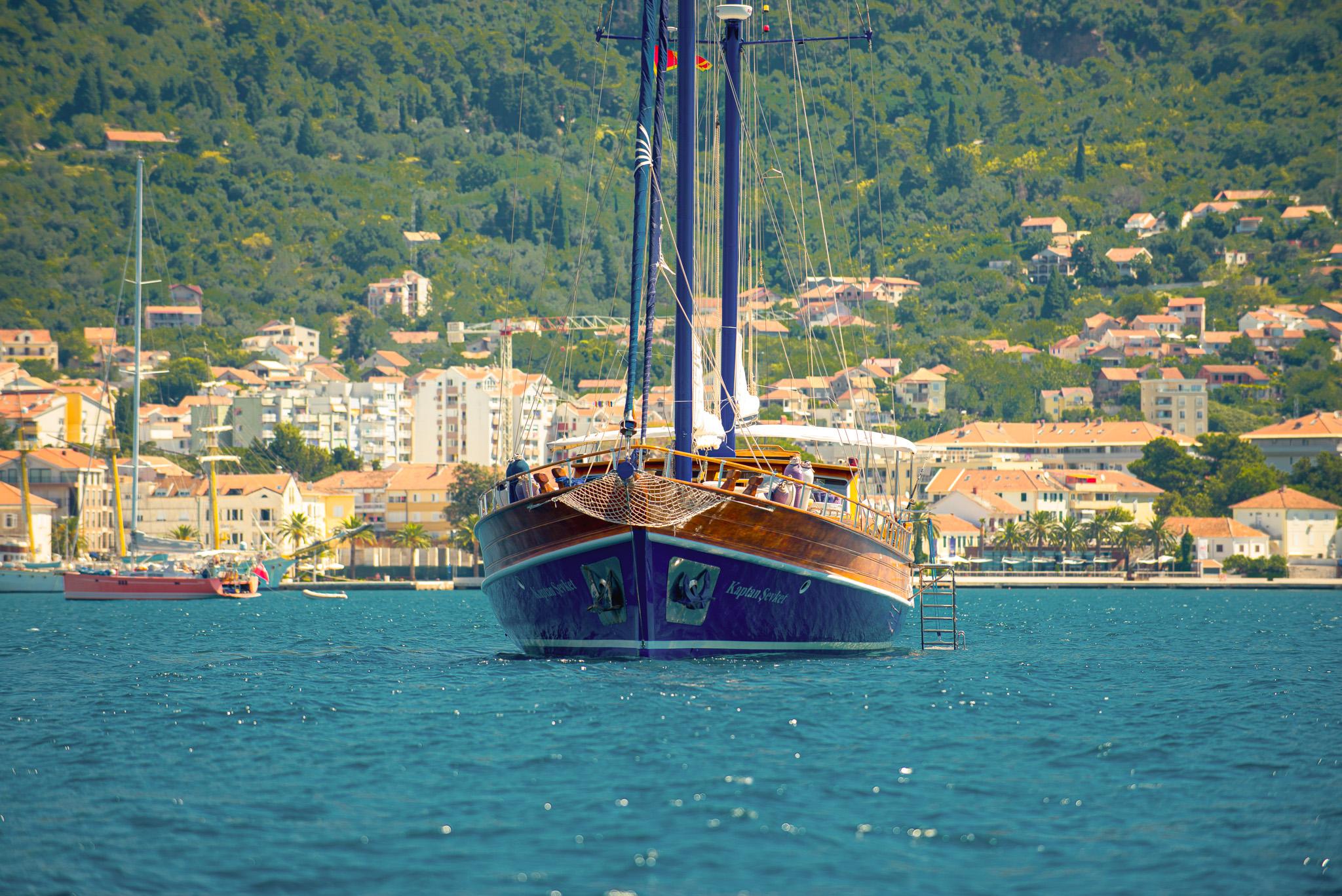 Kaptan Sevket gulet amenities aerial view in Montenegro