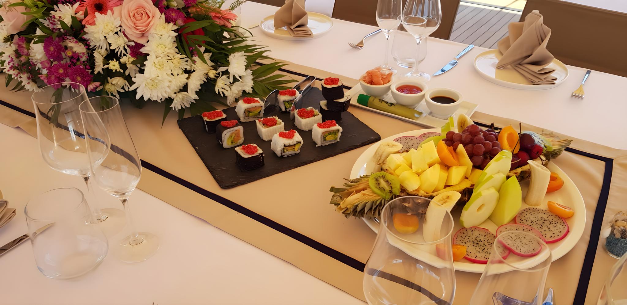 Aegean Schatz gulet amenities lifestyle dining in Greece