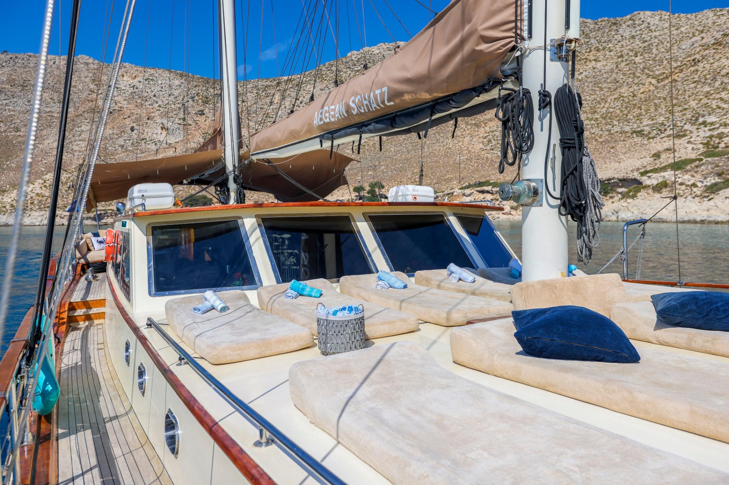 Aegean Schatz gulet amenities exterior deck in Greece