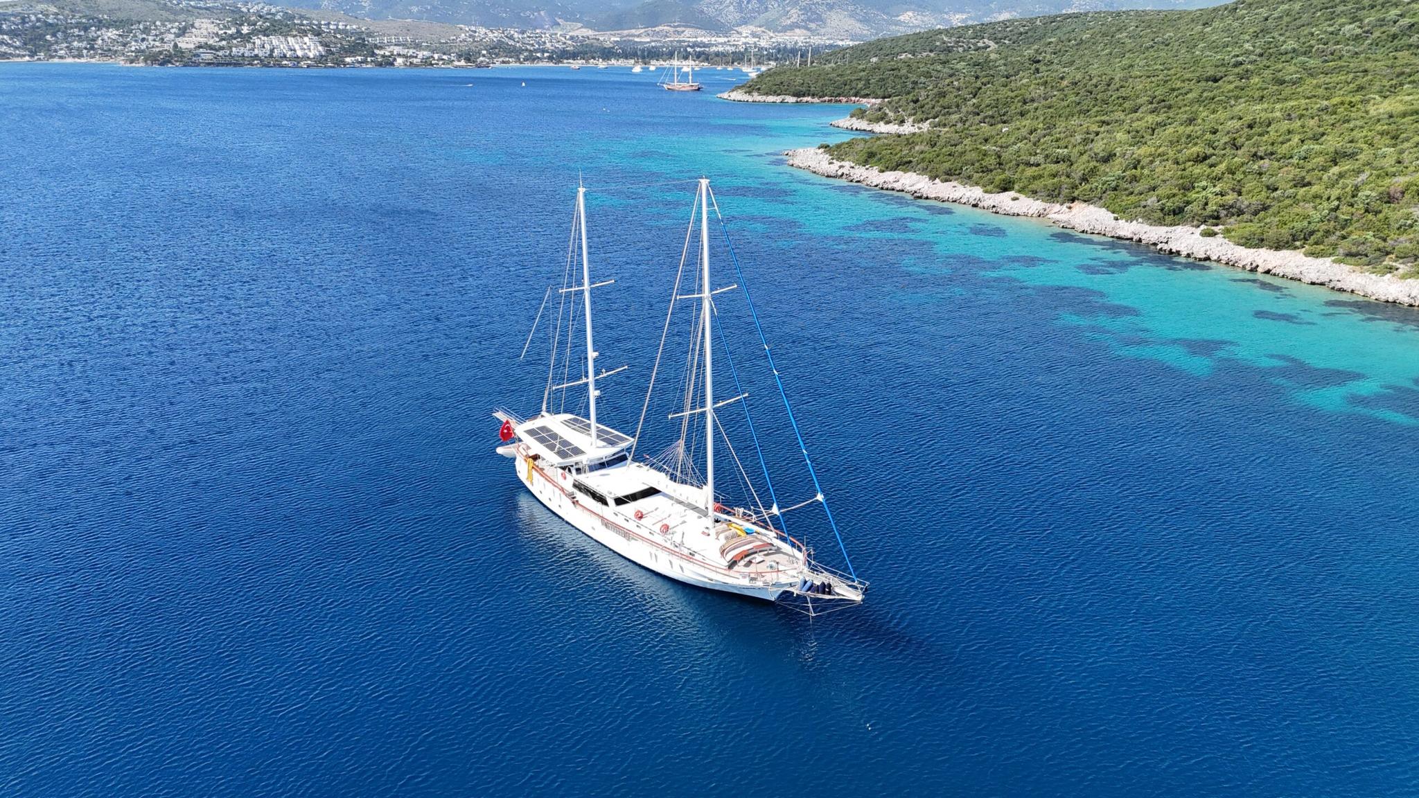 Elianora gulet aerial view in Italy