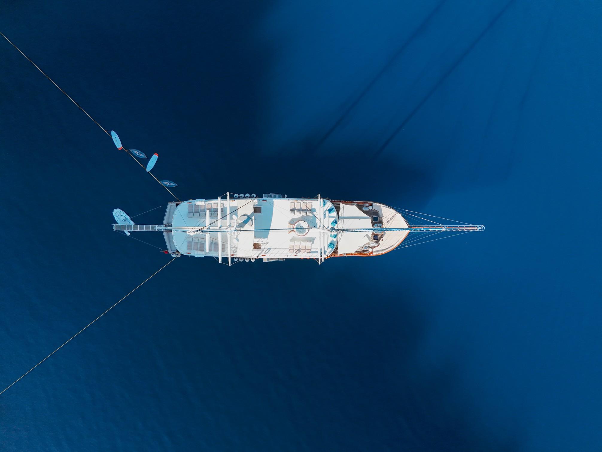 Queen Atlantis gulet aerial view in Türkiye