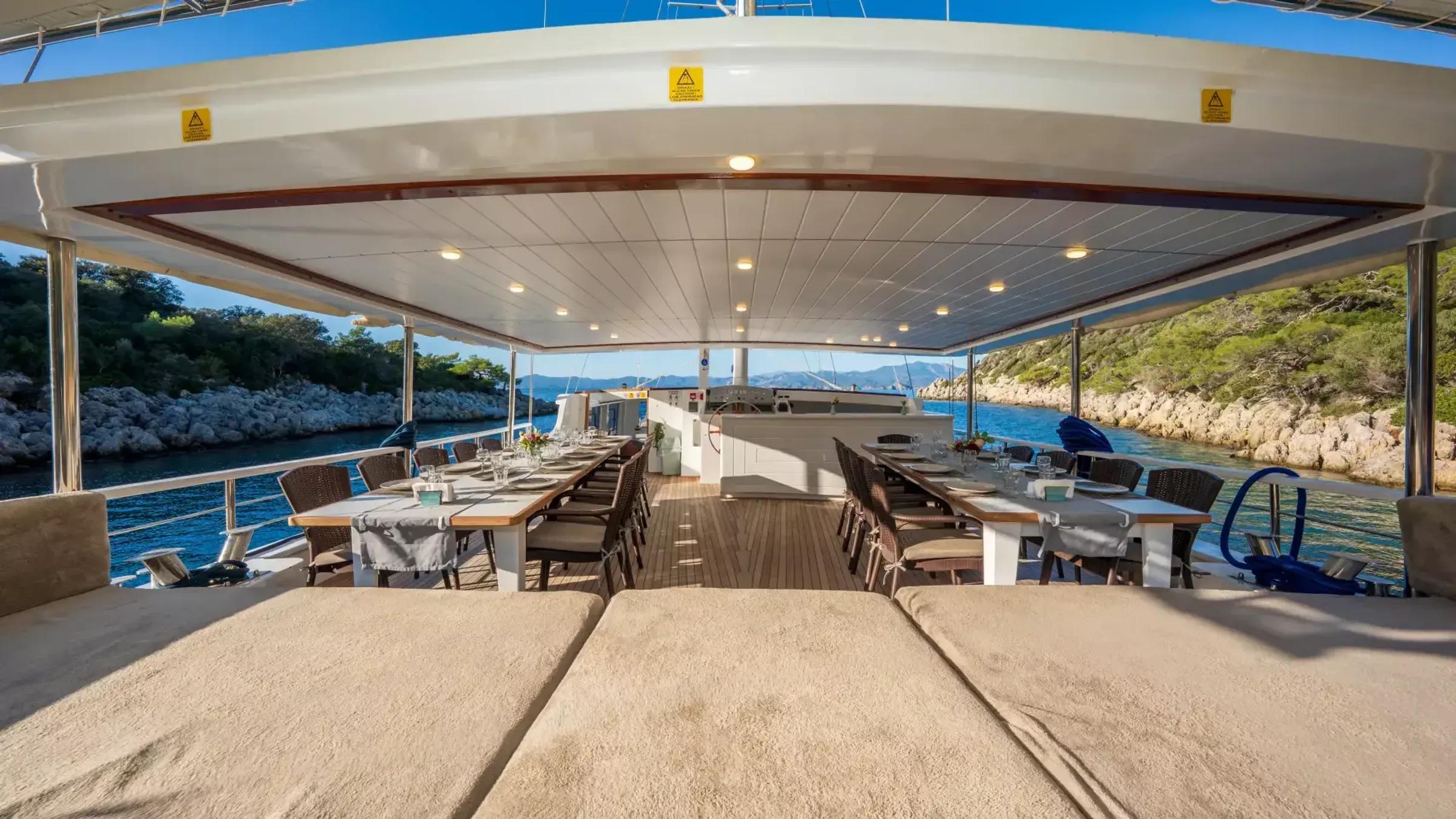 Holiday 5 gulet amenities exterior deck in Türkiye