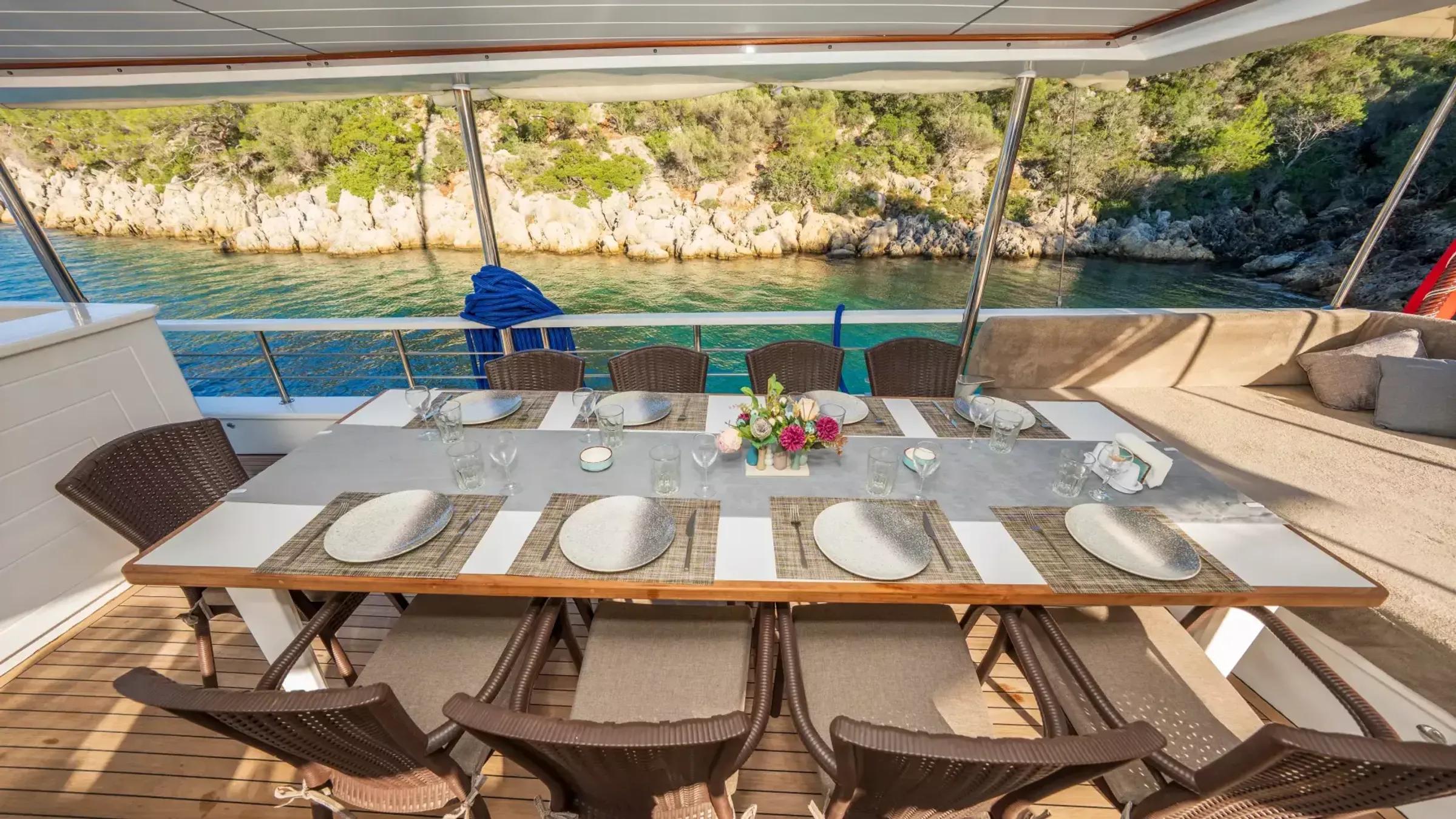 Holiday 5 gulet amenities exterior deck in Türkiye