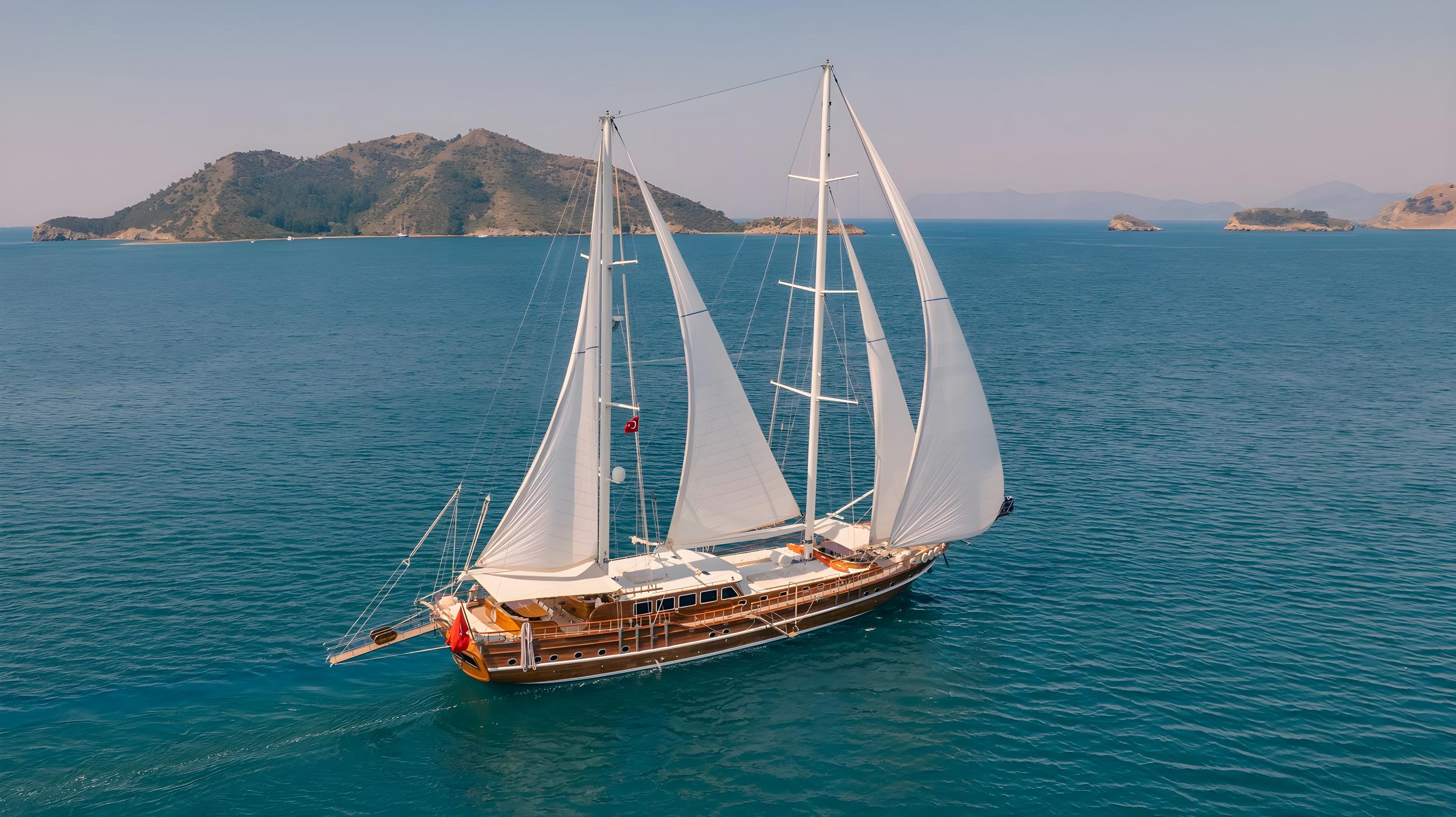 Lycian Queen gulet aerial view in Türkiye