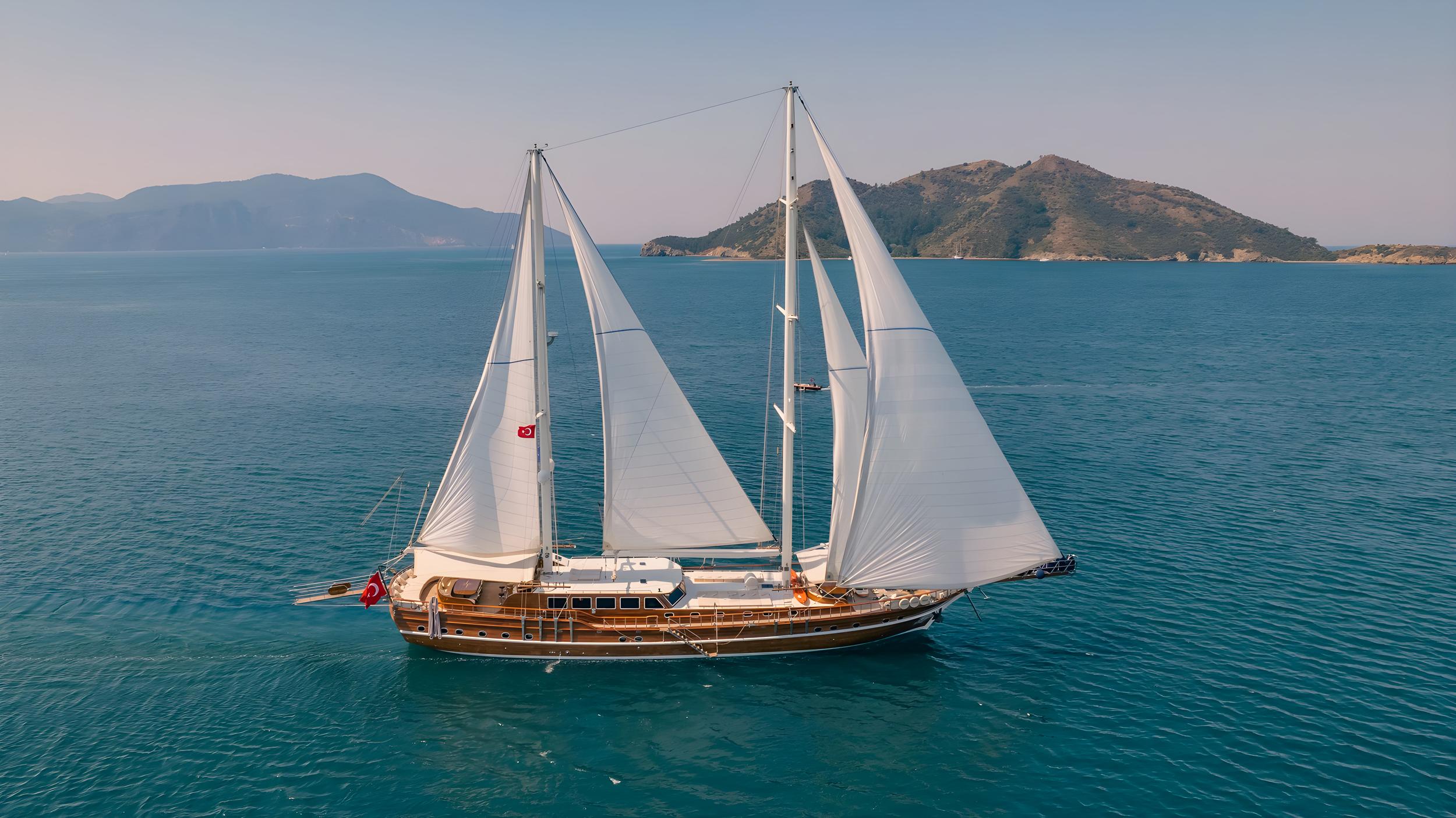 Lycian Queen gulet aerial view in Türkiye