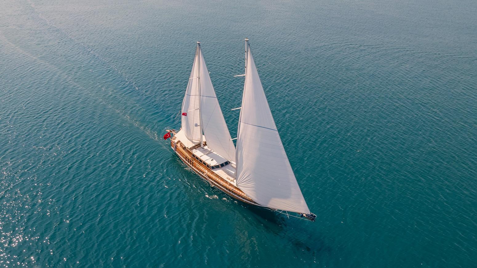 Lycian Queen gulet aerial view in Türkiye