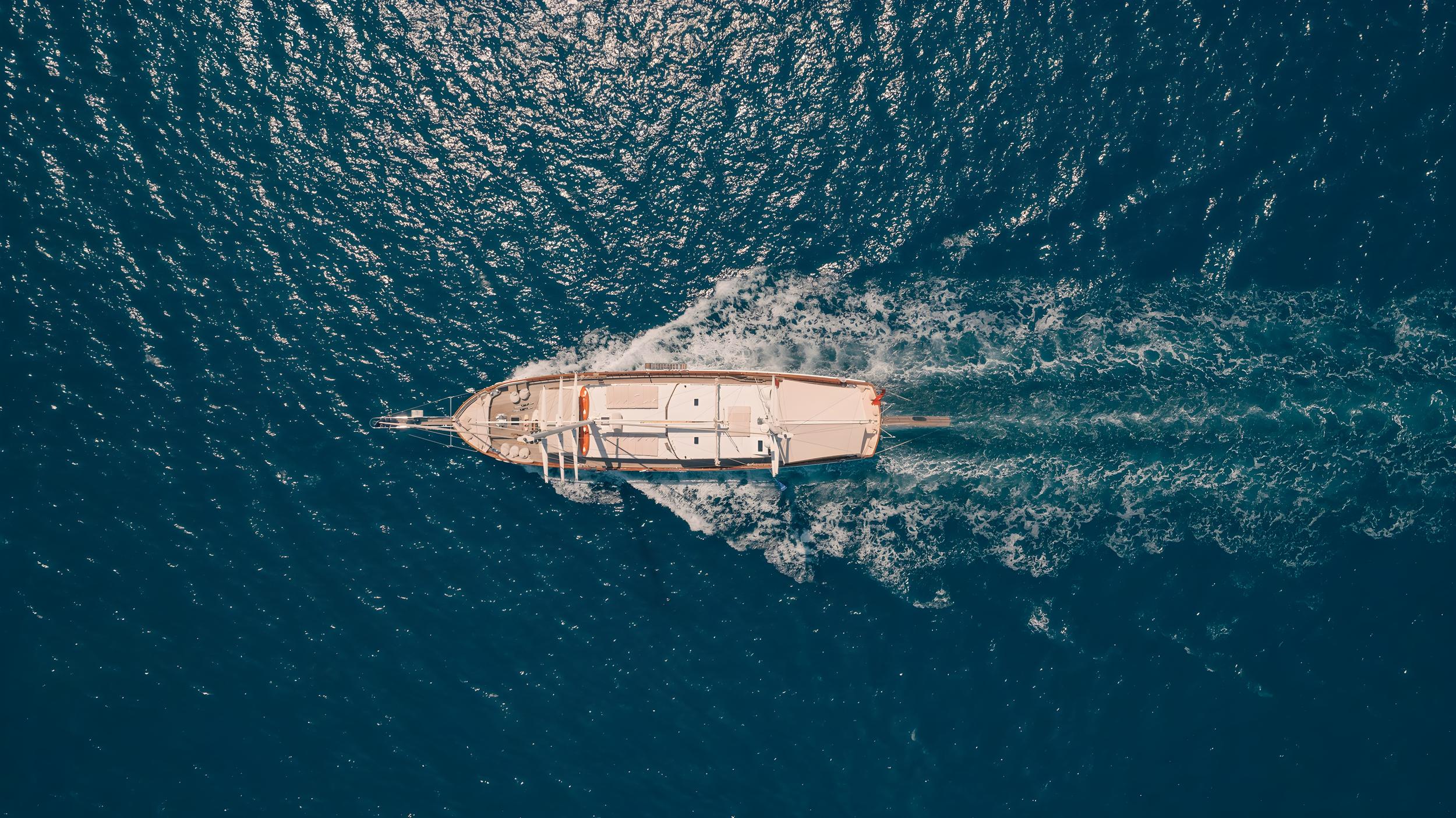Lycian Queen gulet aerial view in Türkiye