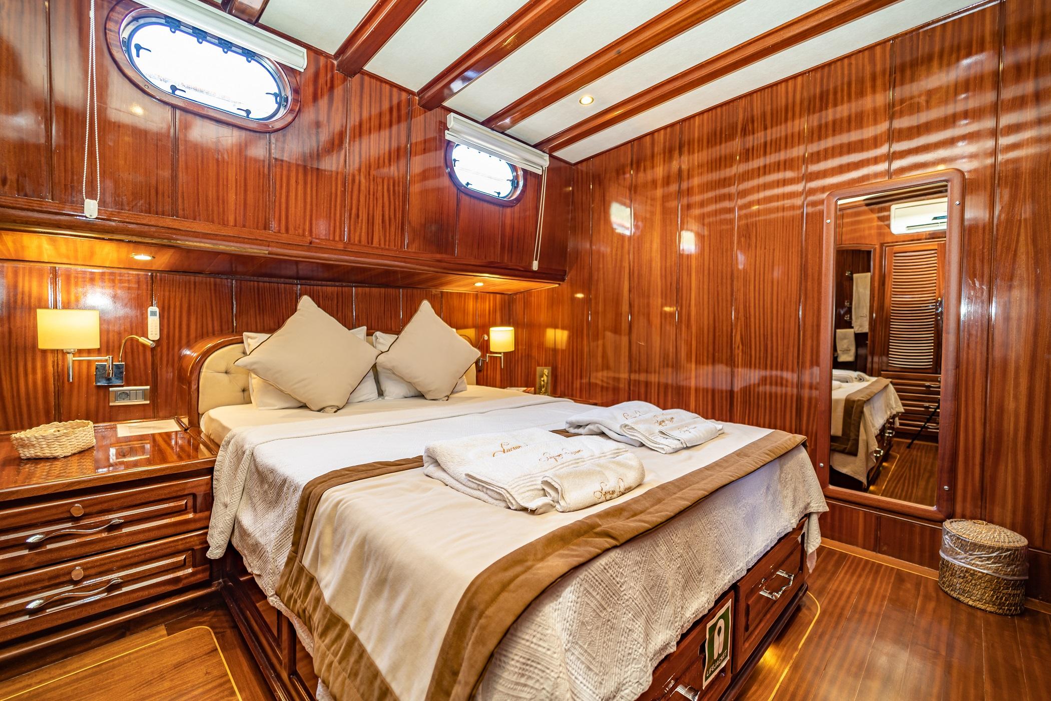 Lycian Queen gulet accommodation interior cabin in Türkiye