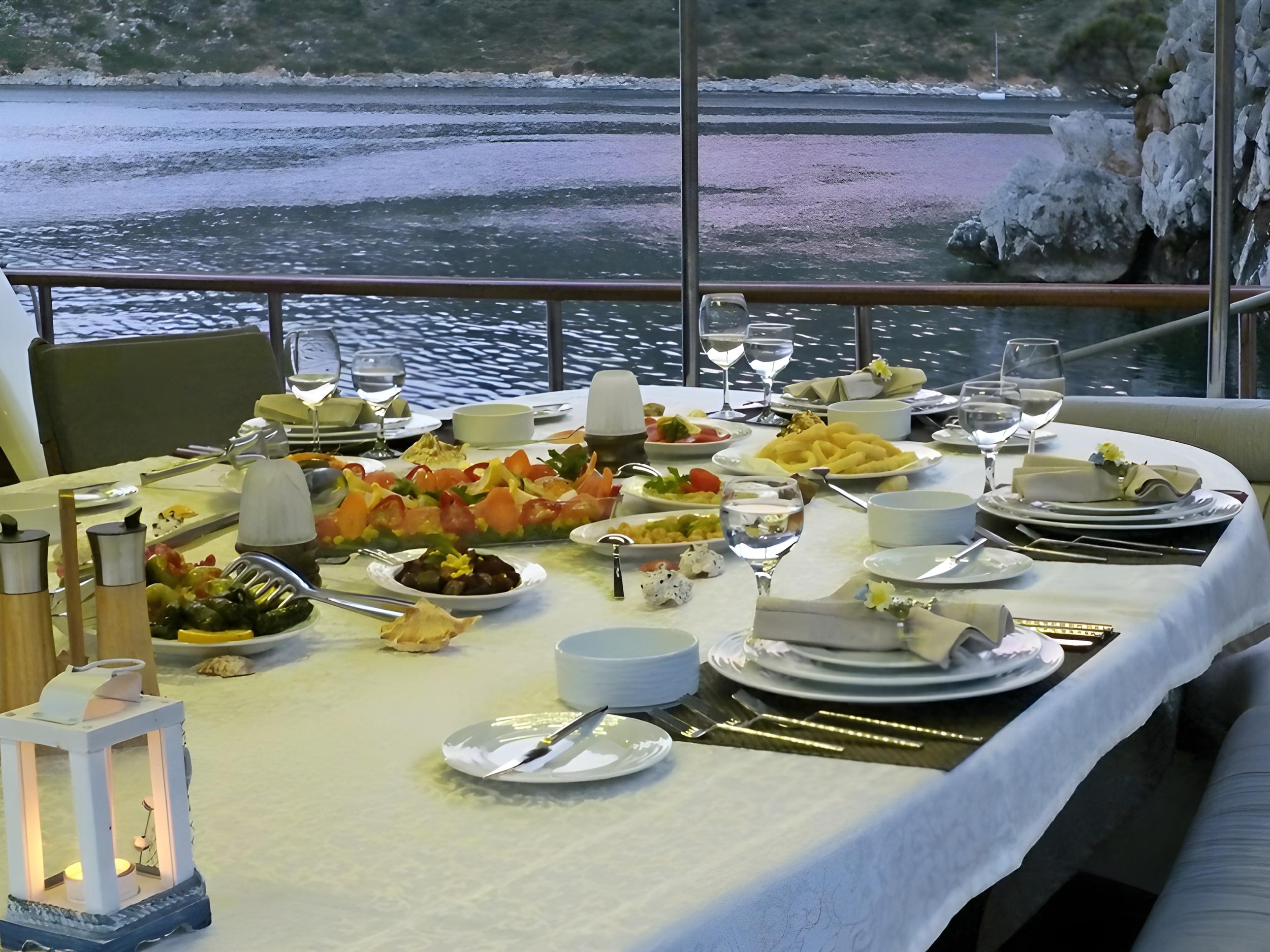 Kaptan Mehmet Bugra gulet lifestyle dining in Türkiye