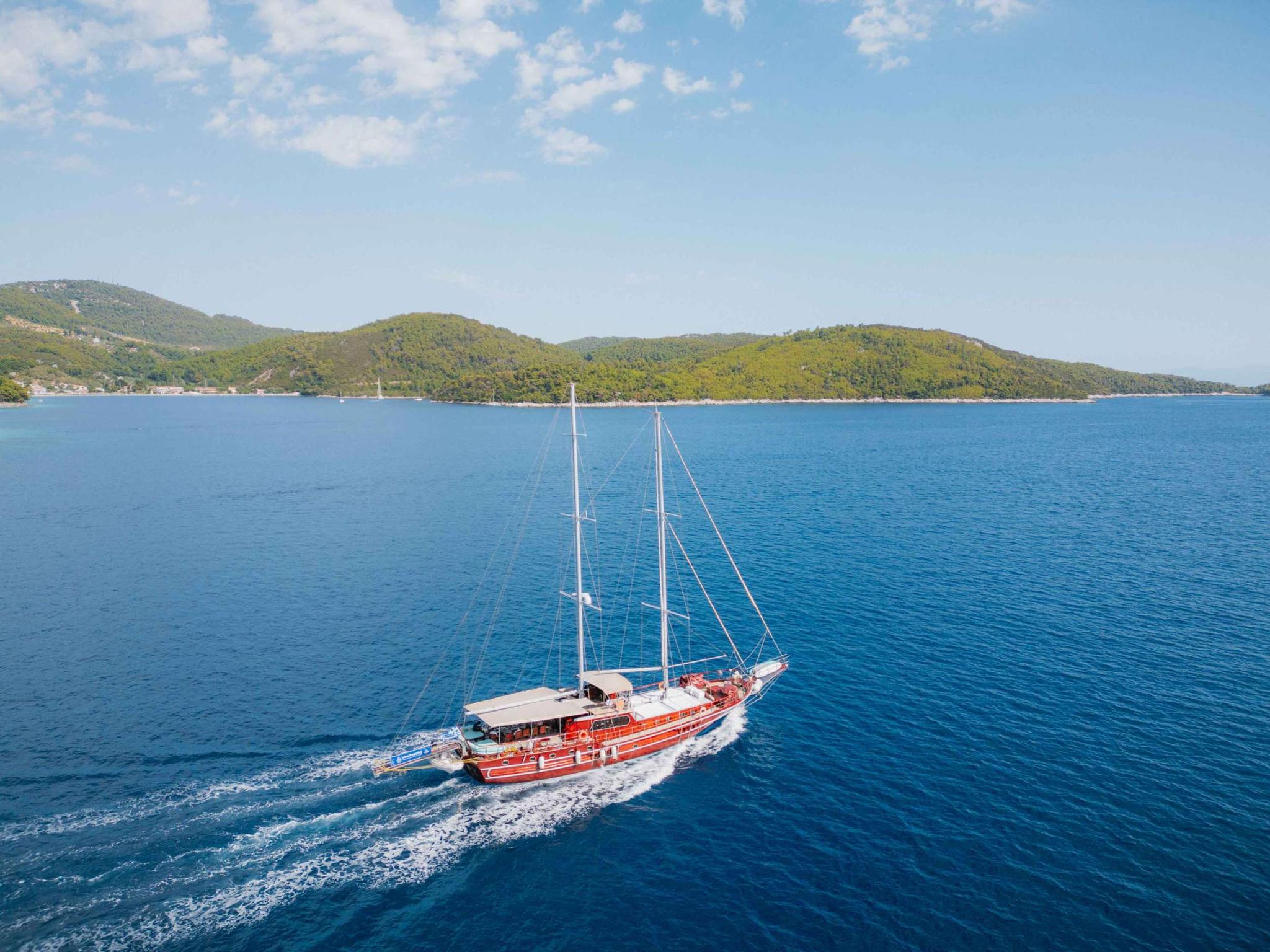 Erato gulet aerial view in Greece