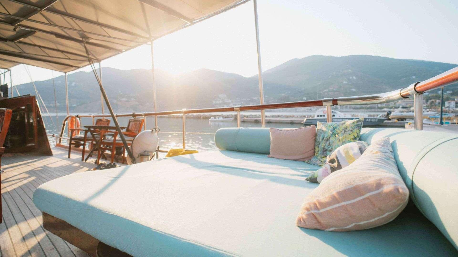 Erato gulet amenities exterior deck in Greece